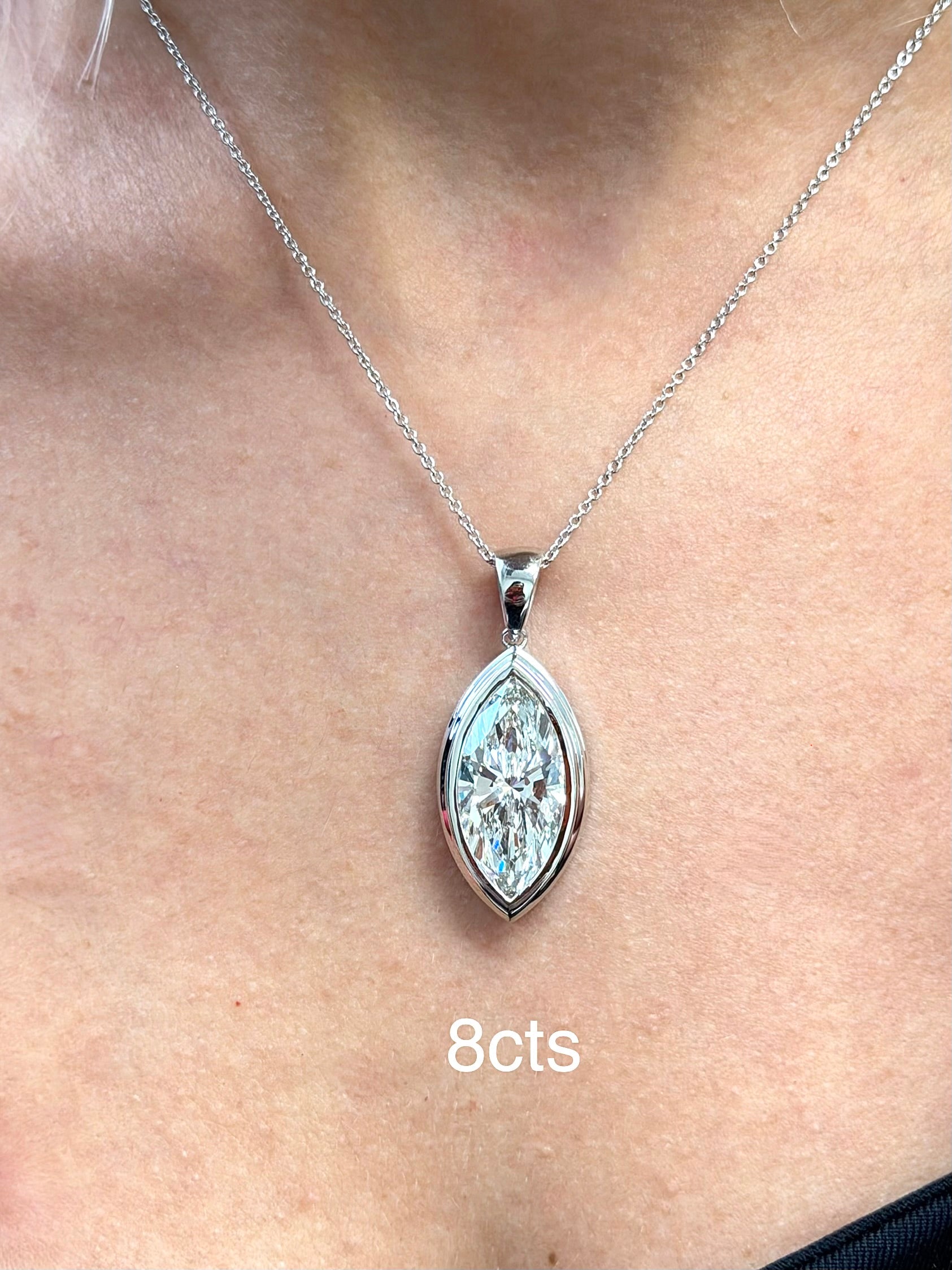 Lab Grown Marquise Diamond Bezel Pendant With Bail