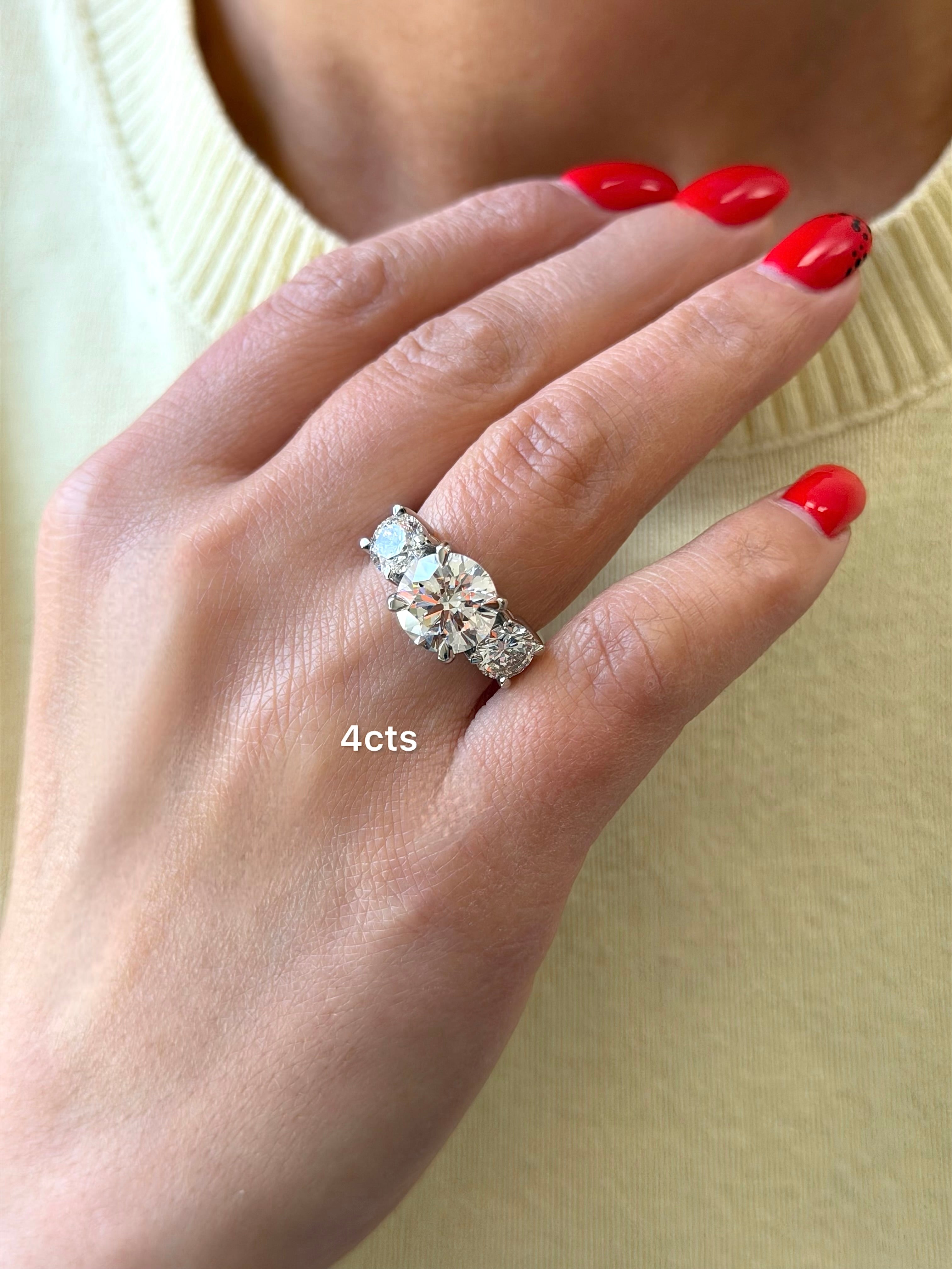 Lab Grown Three Stone Round Brilliant Diamond Engagement Ring