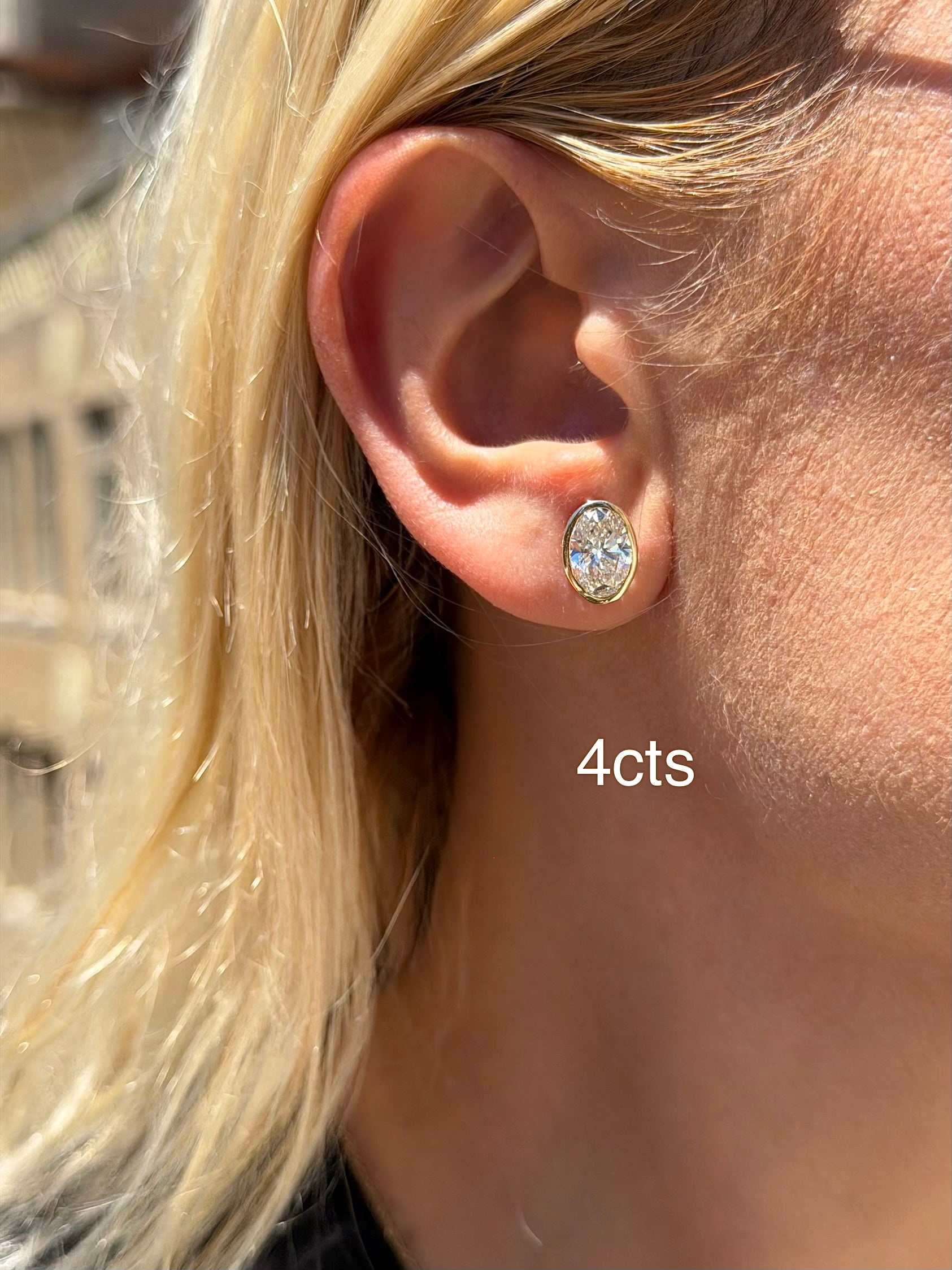 Lab Grown Oval Diamond Bezel Stud