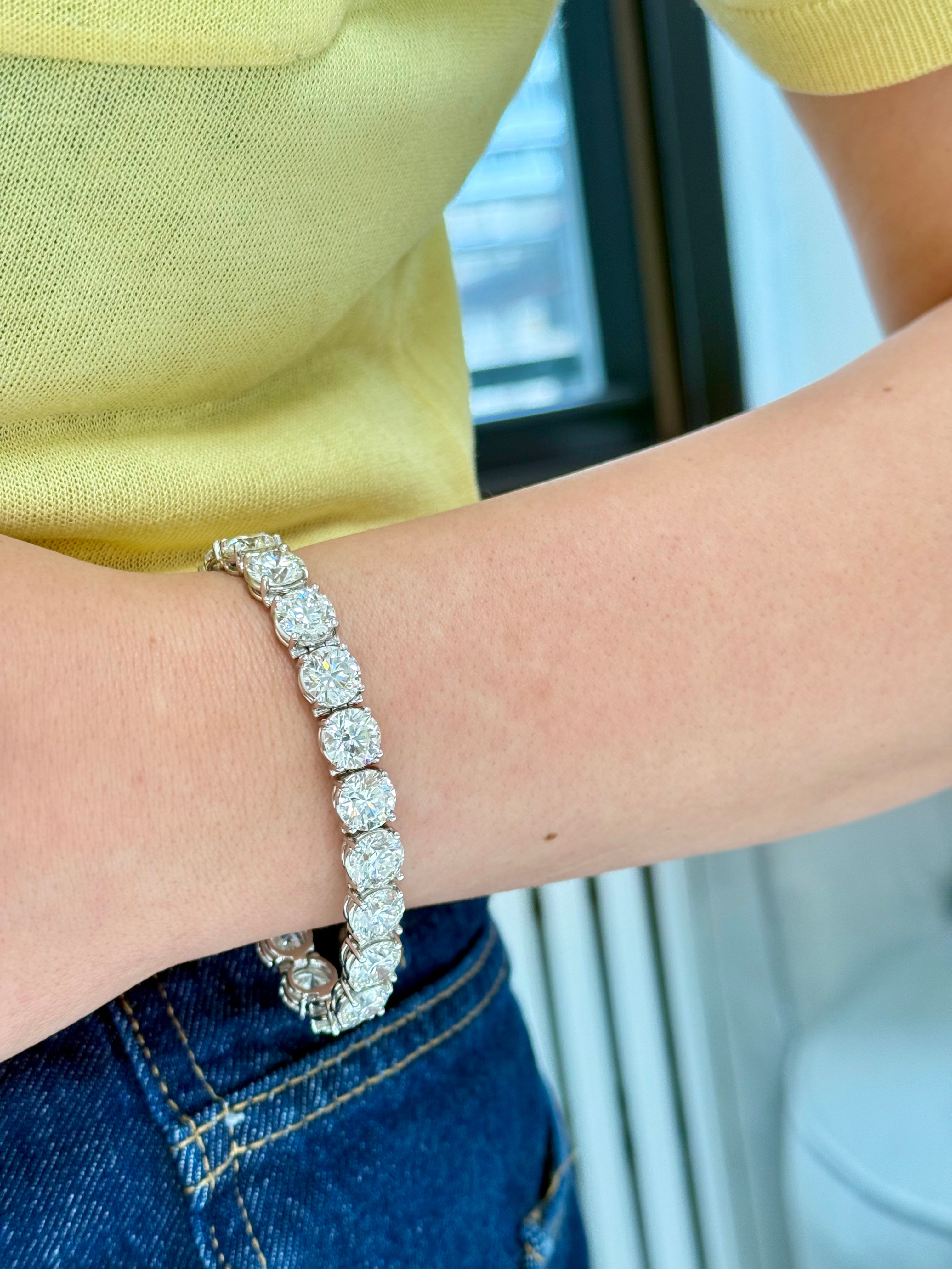 Lab Grown 42 Carat Diamond Round Tennis Bracelet