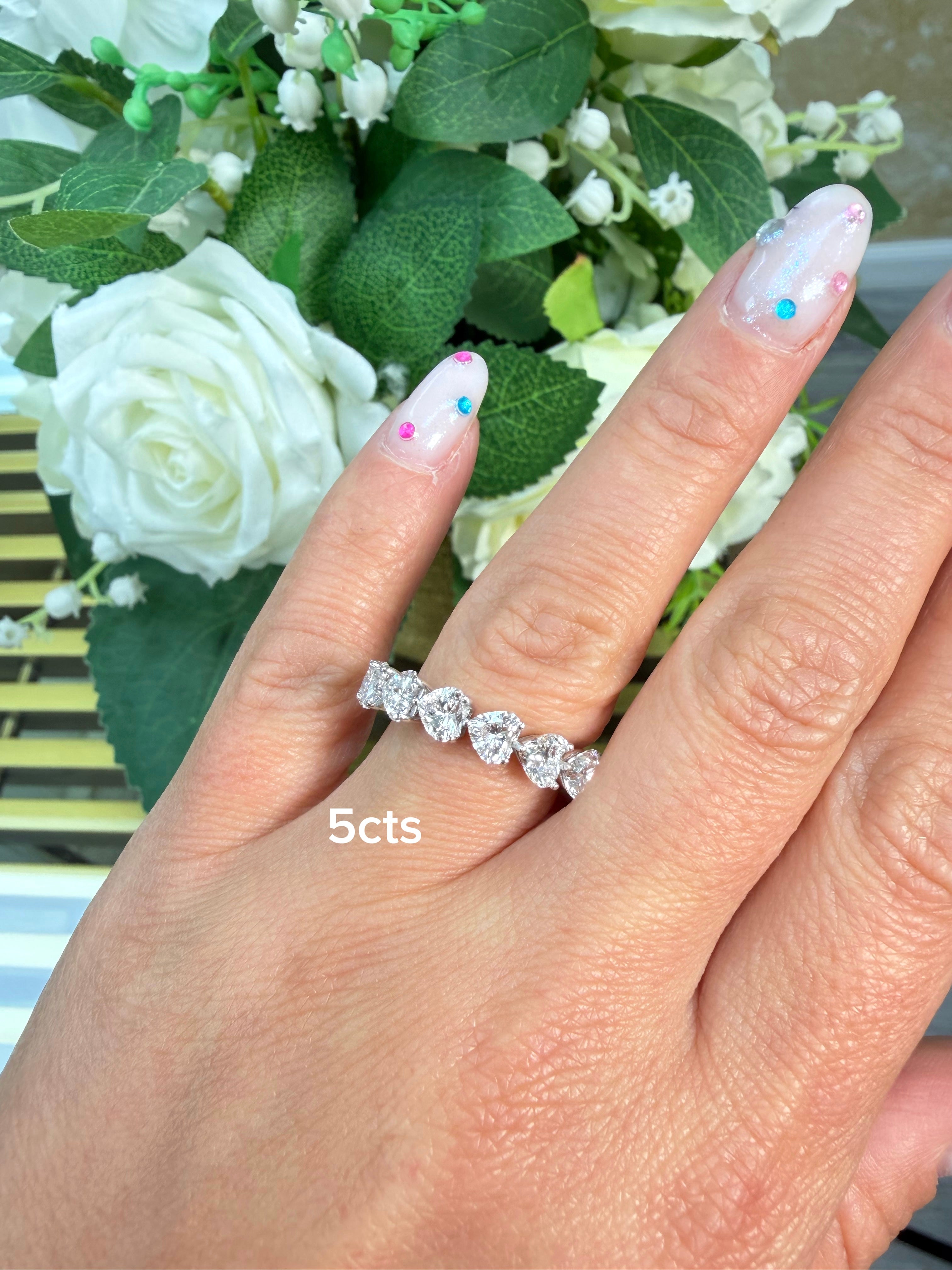 Lab-Grown Heart Diamond Eternity Band, 14k Gold