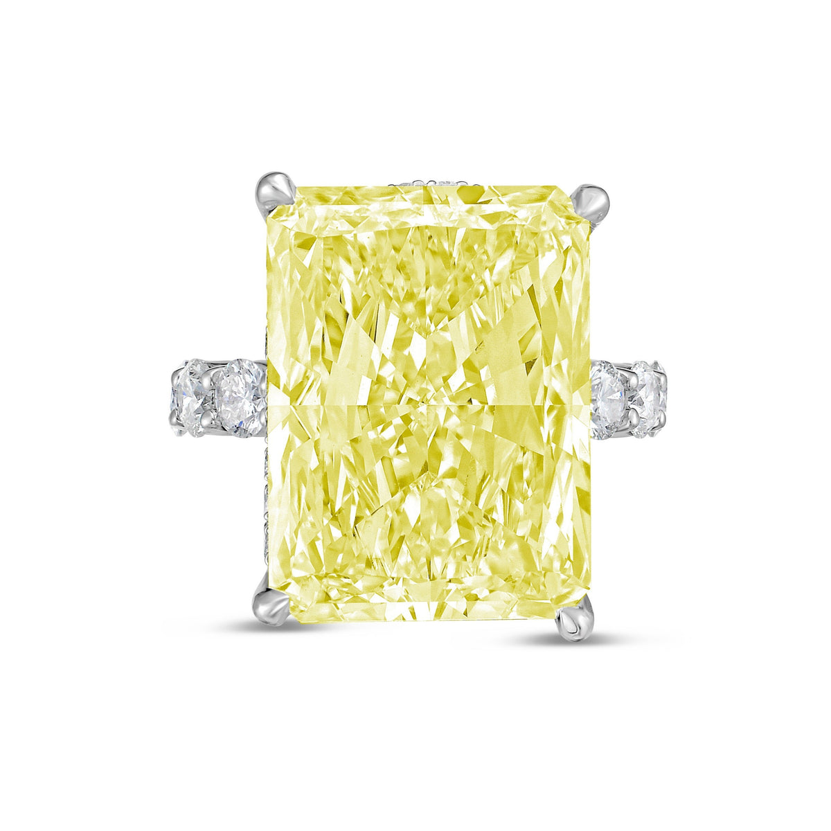 Lab-Grown Yellow Radiant Hidden Halo Diamond Ring with Eternity Band, 14K Gold