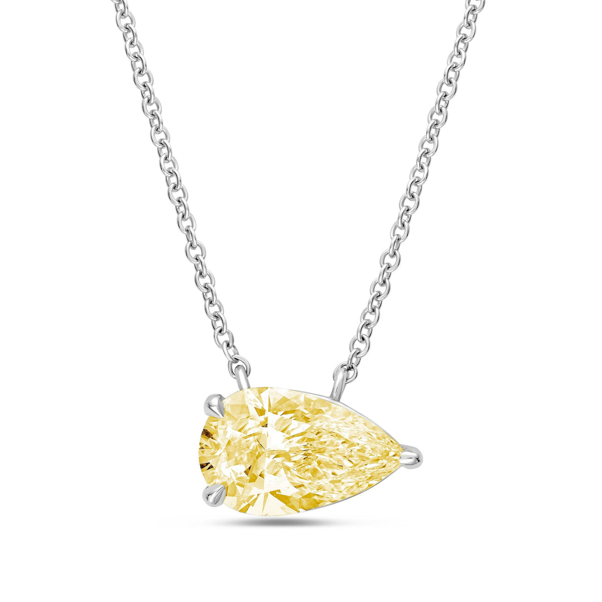 Lab-Grown Yellow Pear Diamond East West Pendant, 14K Gold