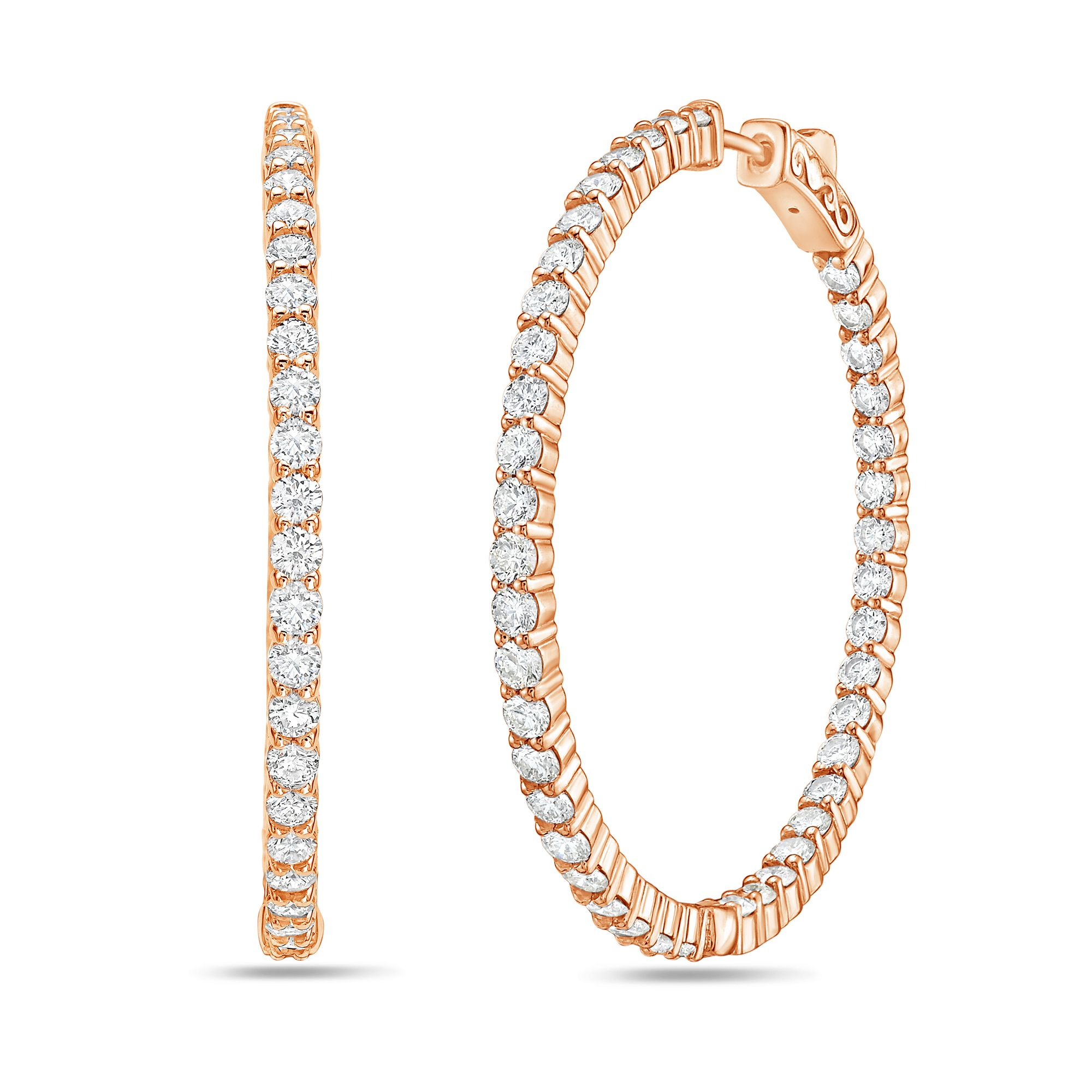 14Kt Gold Lab Grown Diamond Hoop Earrings