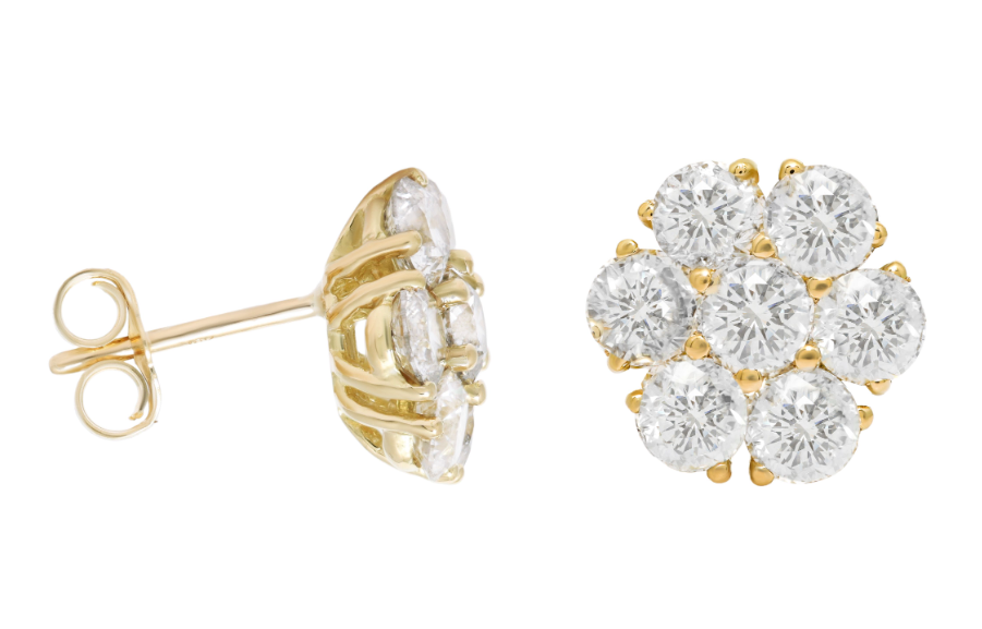 Lab Grown Flower Cluster Studs