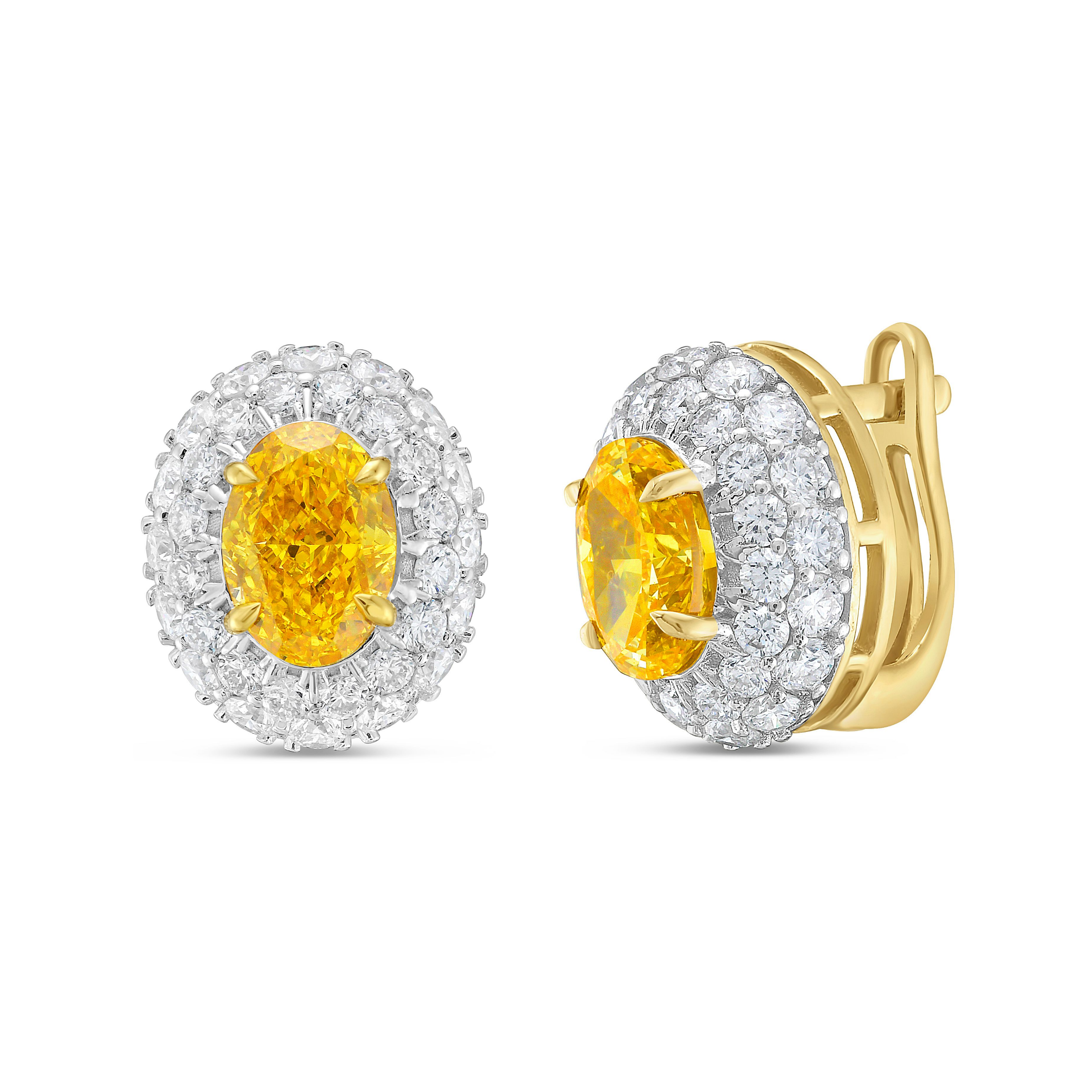 Lab Grown Oval Halo Studs