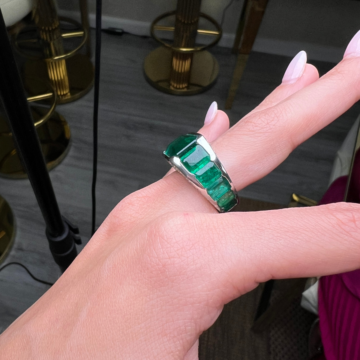 Octagon Emerald Diamond Ring