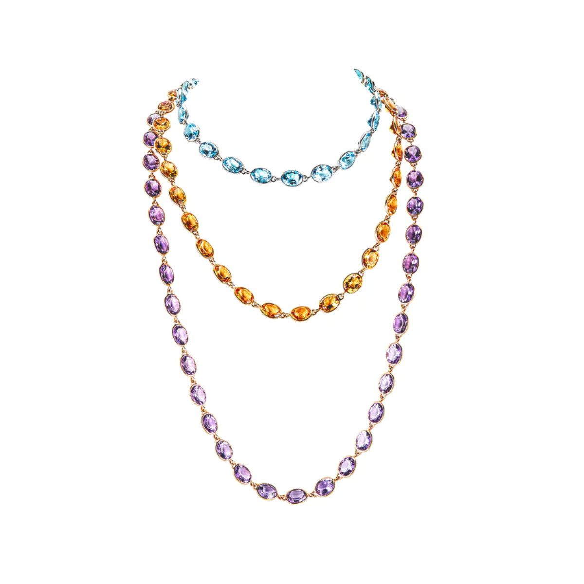 Bezel Set Oval Blue Topaz Necklace