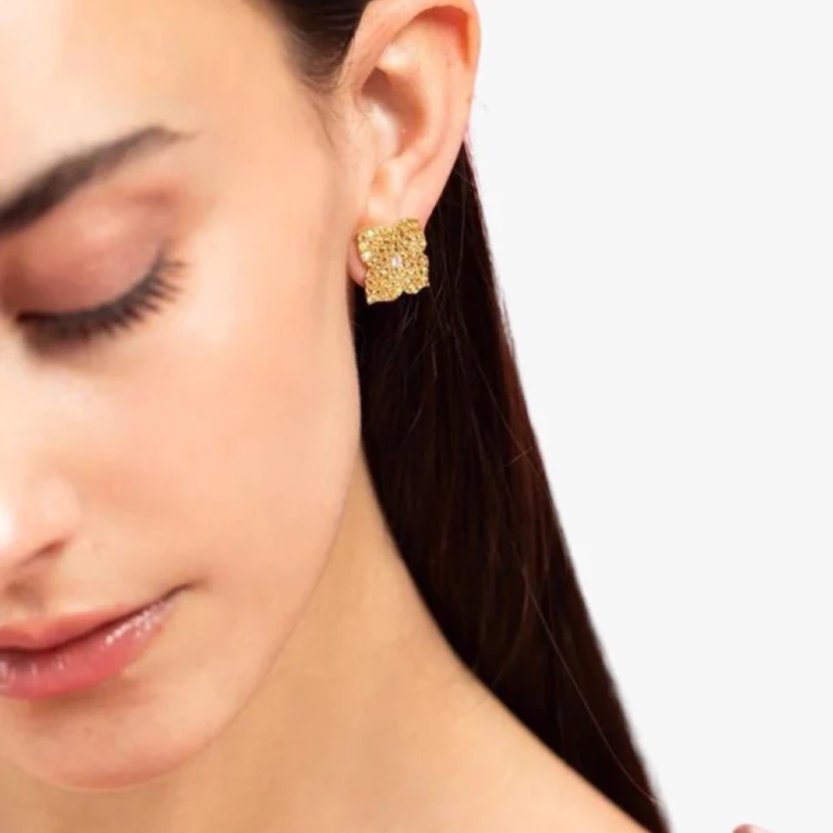 Large Yellow Sapphire Fleur Earring