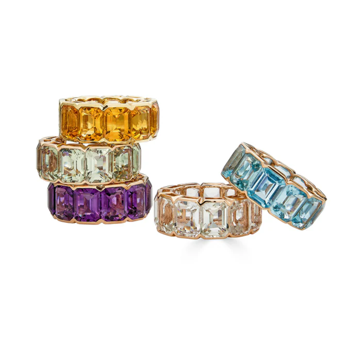 Smokey Quartz Bezel EMERALD CUT ETERNITY BAND
