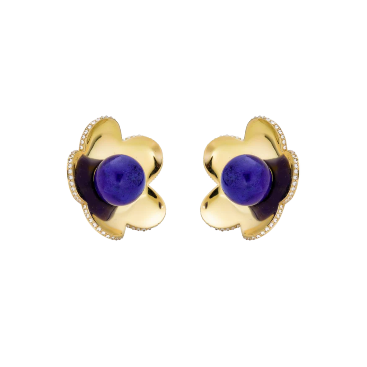 Blue Lapis Flower Stud