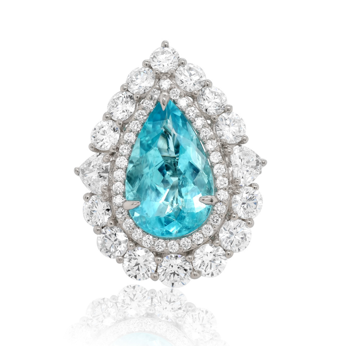 Platinum Paraiba Pendant & Double Halo Diamond Ring