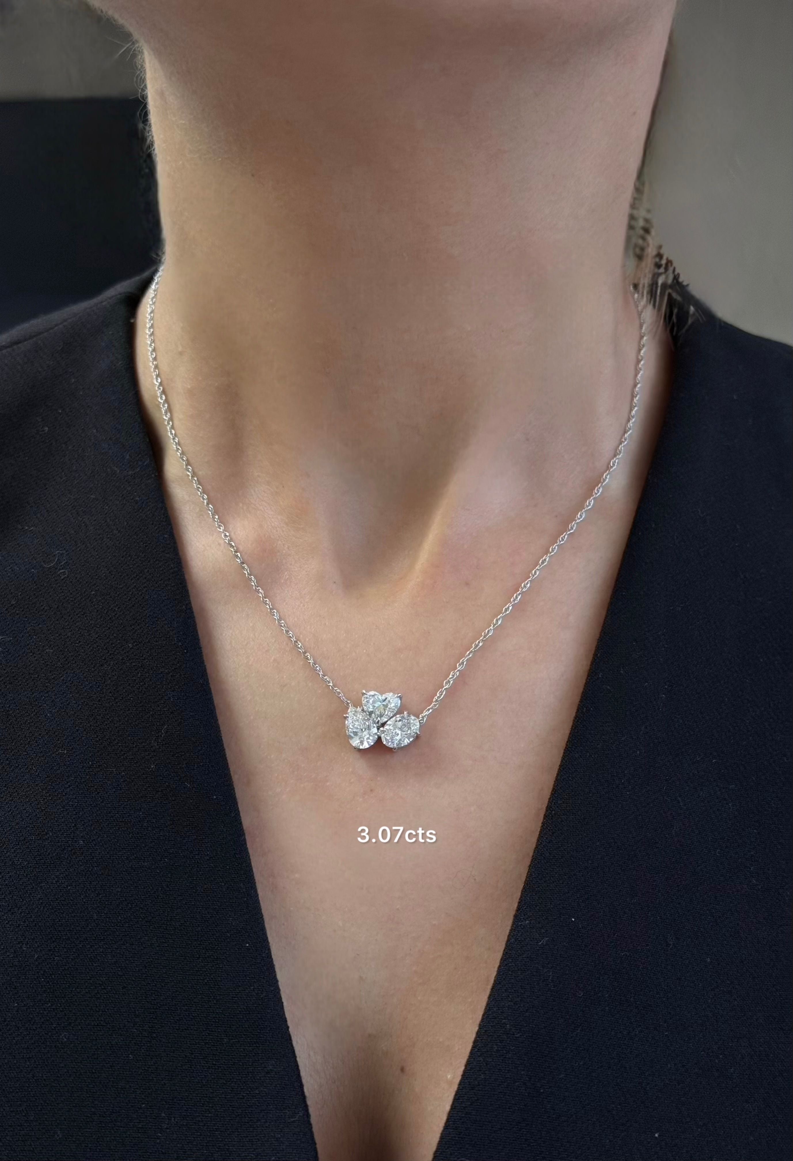Multi-Shape Lab Grown Three Diamond Pendant