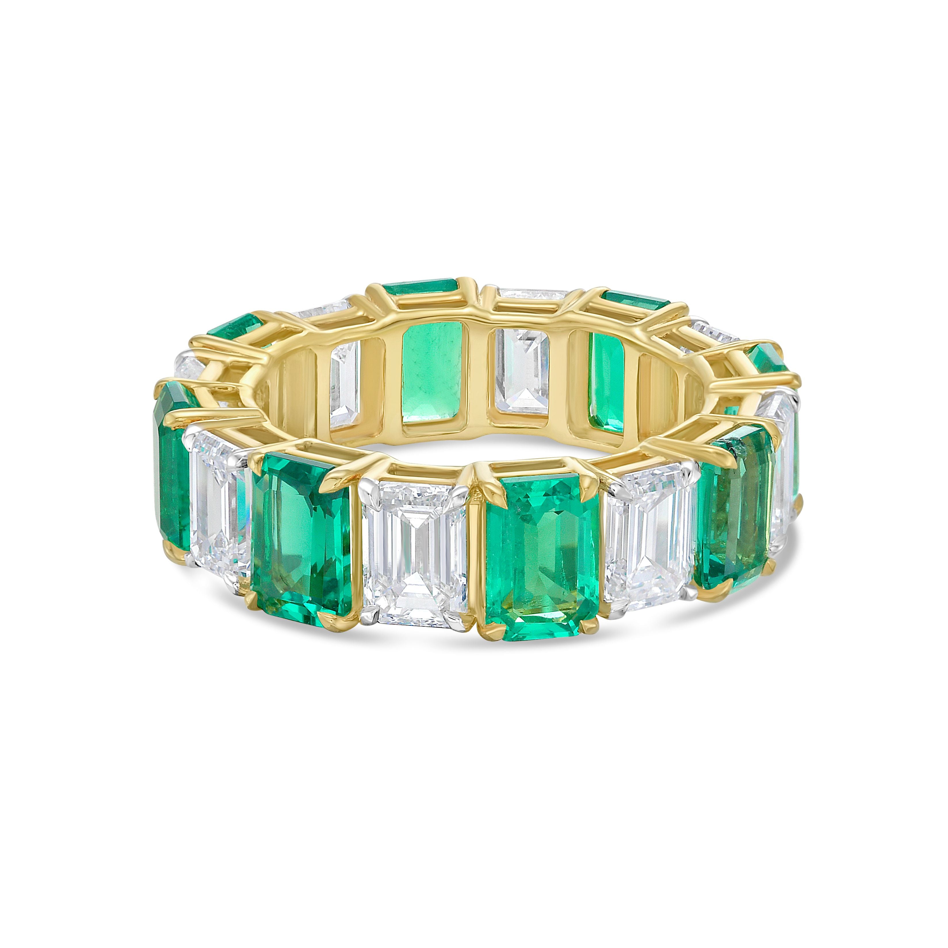 Lab Grown Alternating Diamond & Emerald Eternity Band