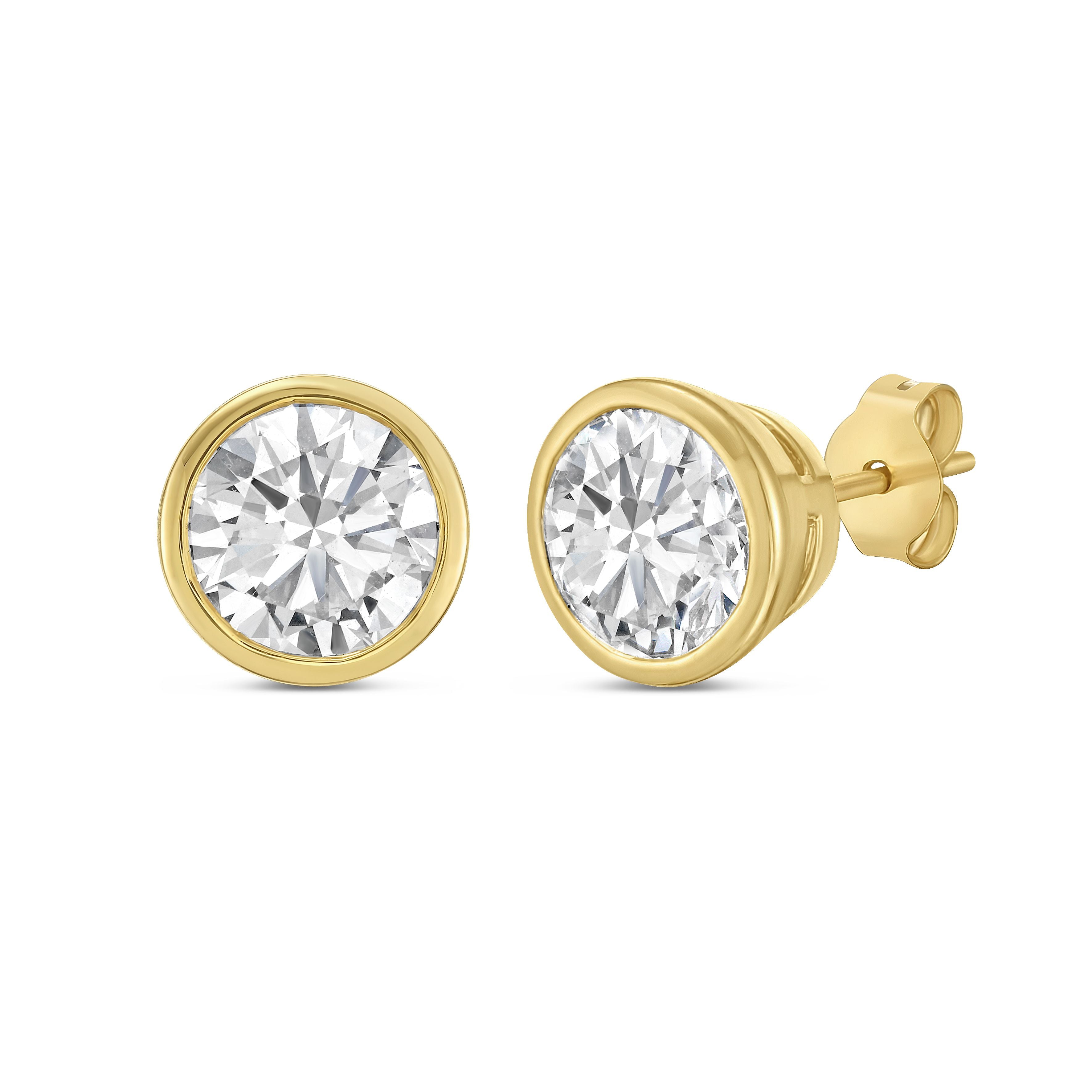 Lab Grown Bezel Round Diamond Studs