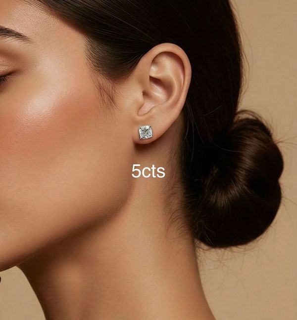 Lab Grown Square Cushion Studs