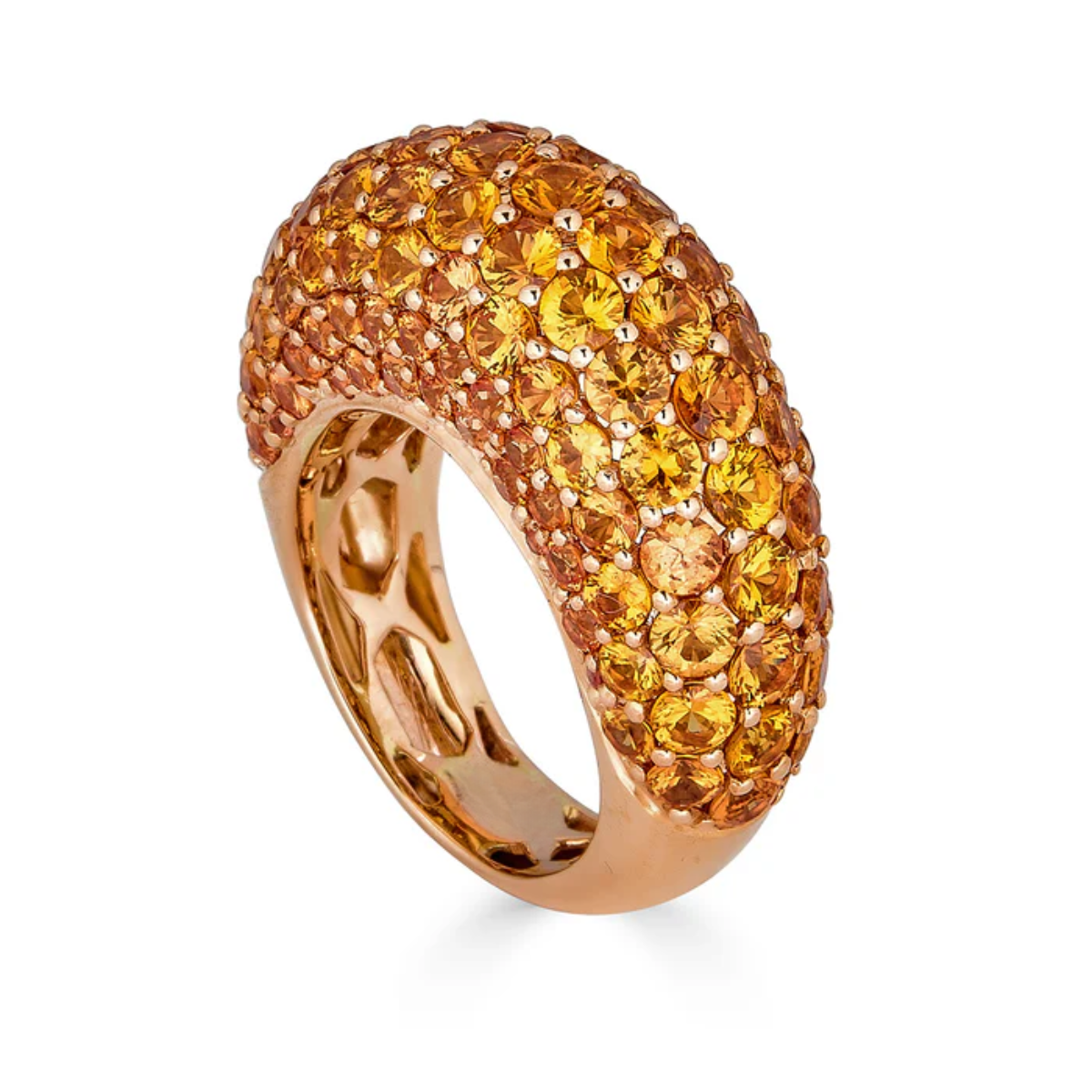 Orange Sapphire Dome Ring