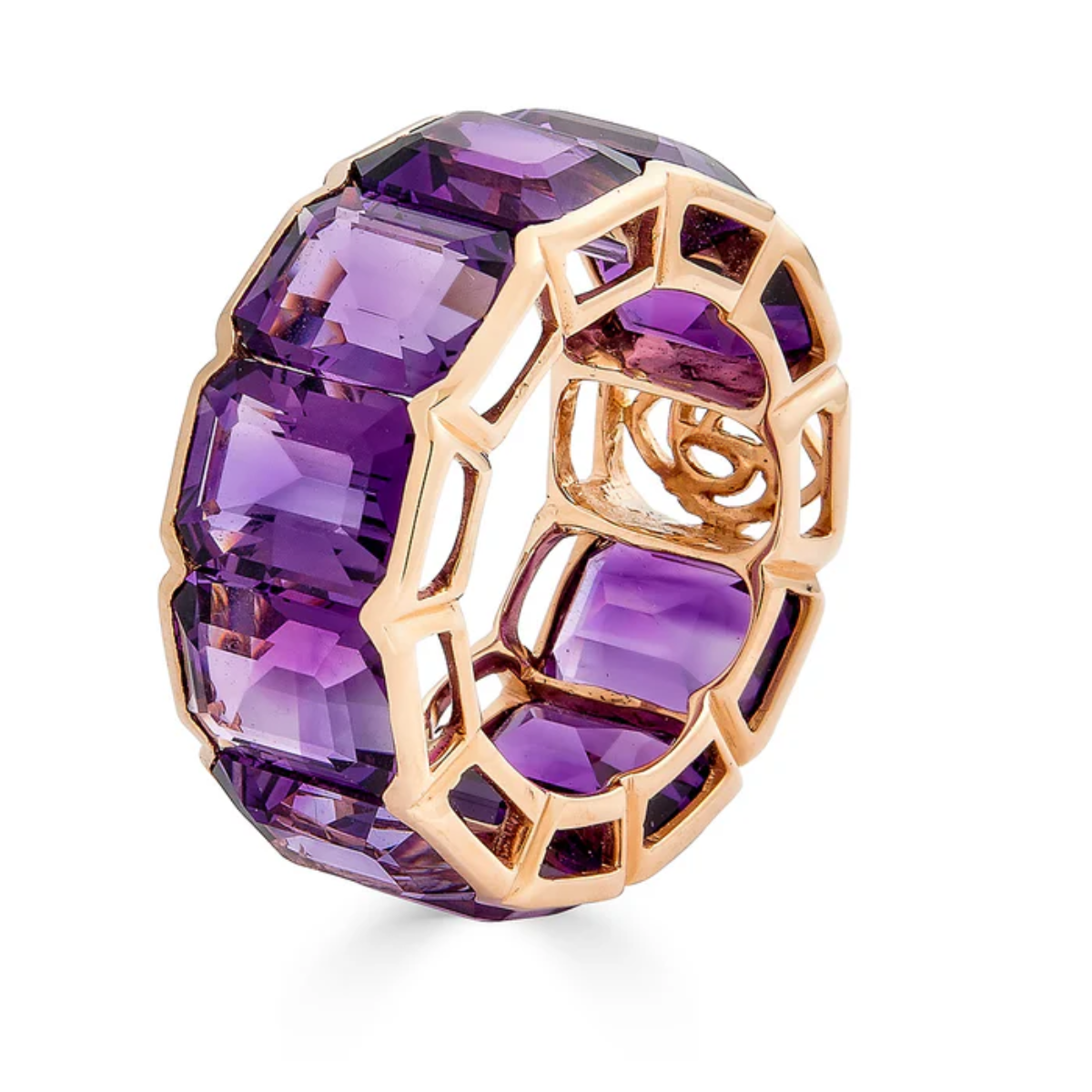 Amethyst Bezel EMERALD CUT ETERNITY BAND