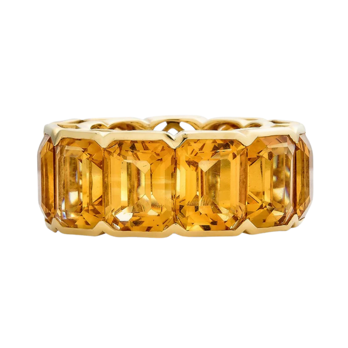 Yellow Citrine Bezel EMERALD CUT ETERNITY BAND