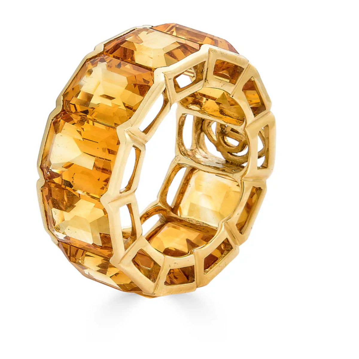 Yellow Citrine Bezel EMERALD CUT ETERNITY BAND