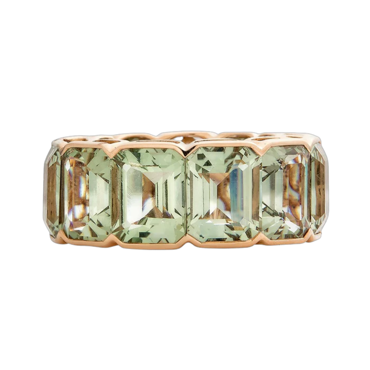 Green Amethyst Bezel EMERALD CUT ETERNITY BAND