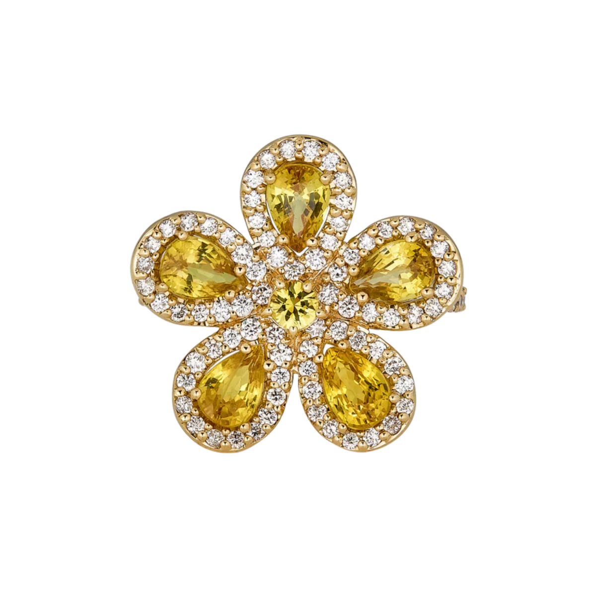 Yellow Sapphire Flower Ring