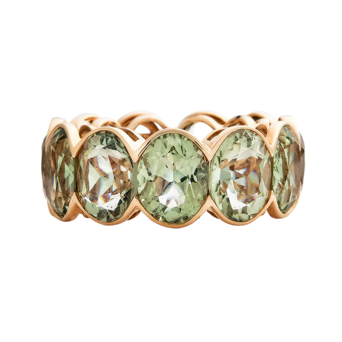 Green Amethyst Bezel Oval ETERNITY BAND