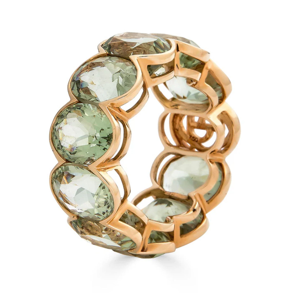 Green Amethyst Bezel Oval ETERNITY BAND