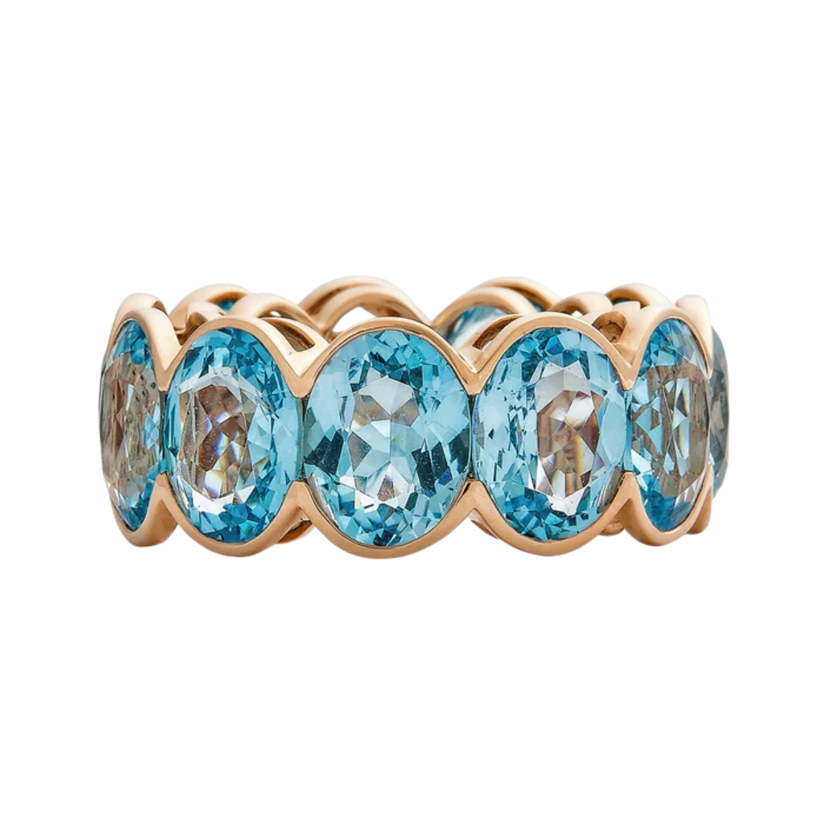 Blue Topaz Bezel Oval ETERNITY BAND