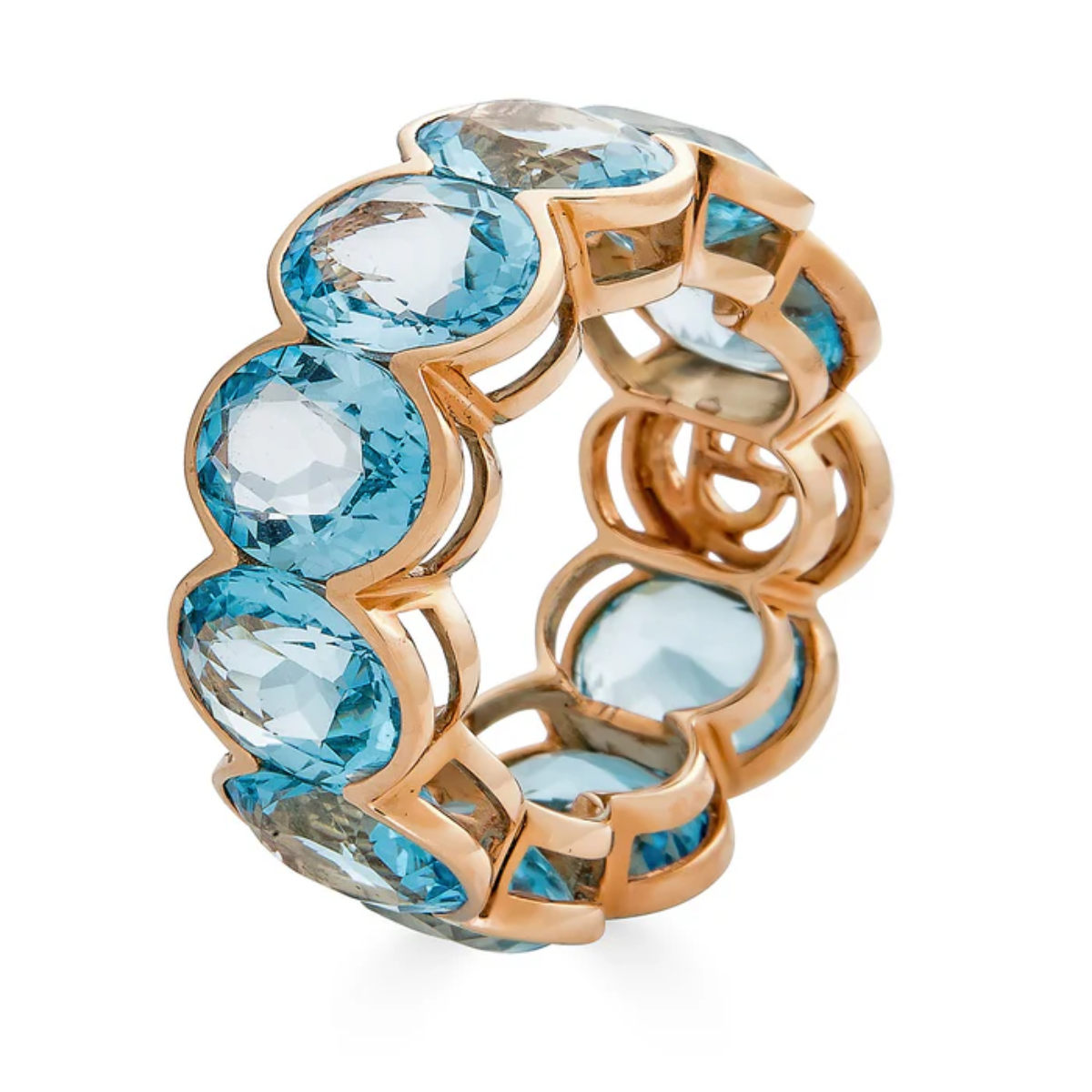 Blue Topaz Bezel Oval ETERNITY BAND