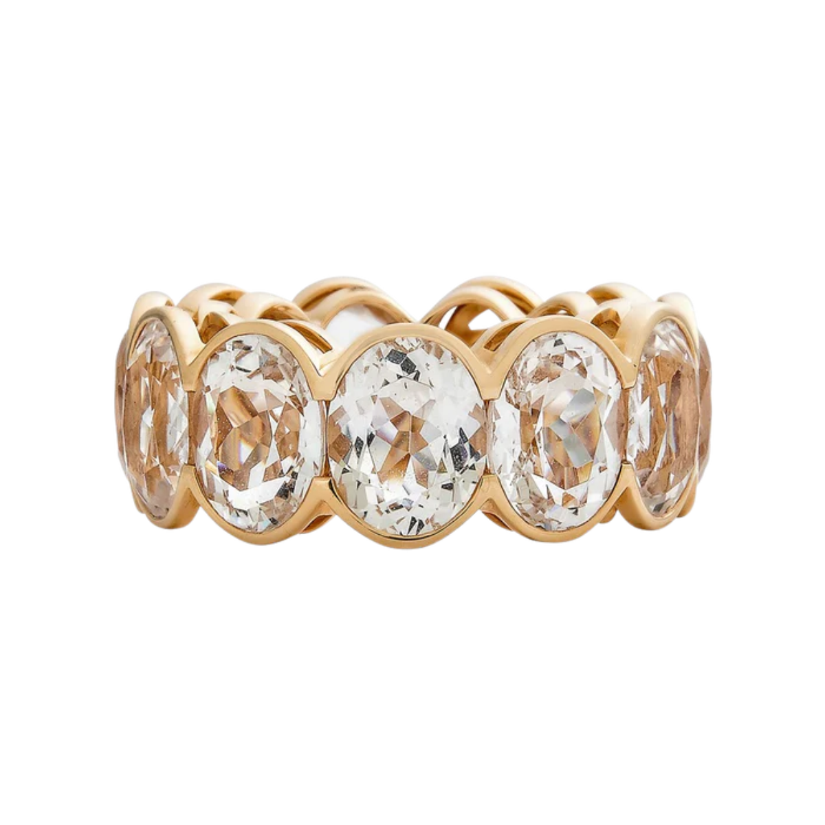 White Topaz Bezel Oval ETERNITY BAND