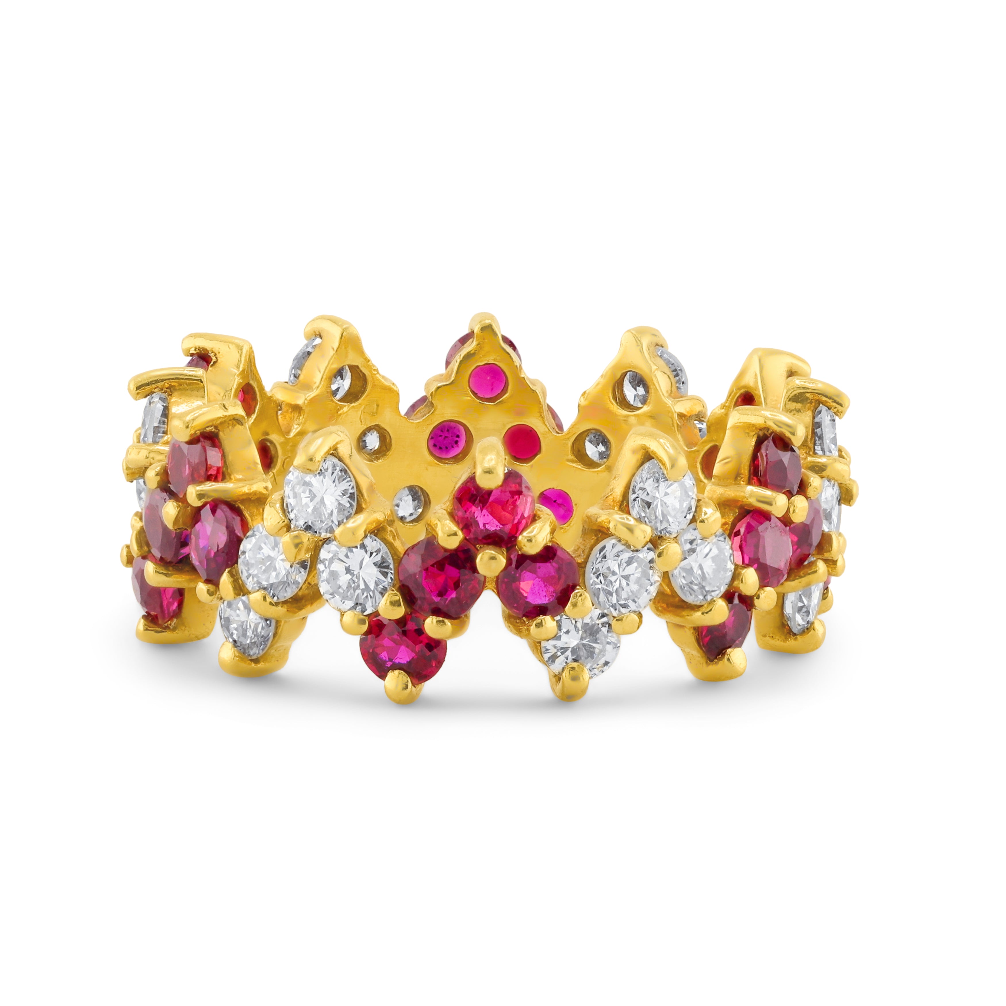 Ruby and Diamond Zigzag Ring