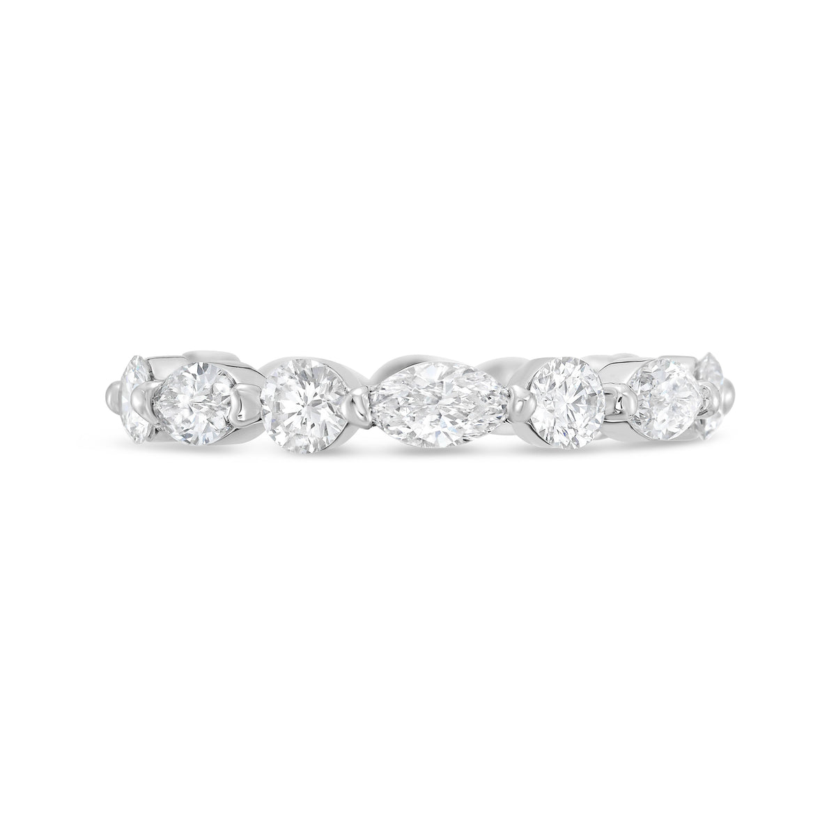 Lab-Grown Alternating Marquise and Round Diamond Band, 14K Gold