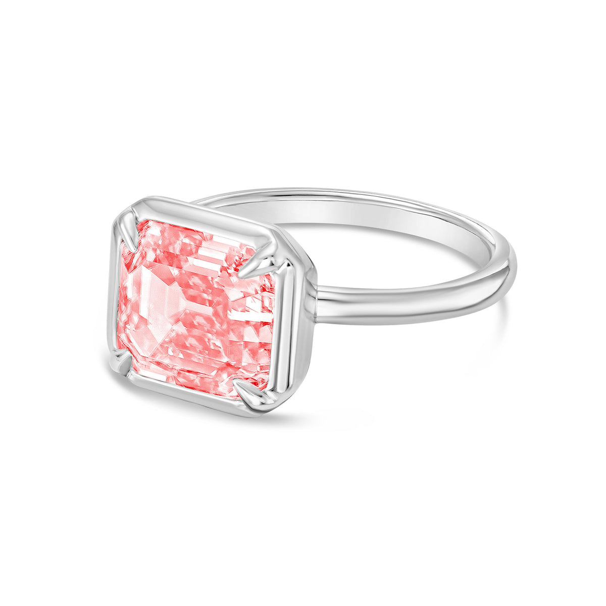 Lab-Grown Cushion Diamond Bezel Ring, 14K Gold