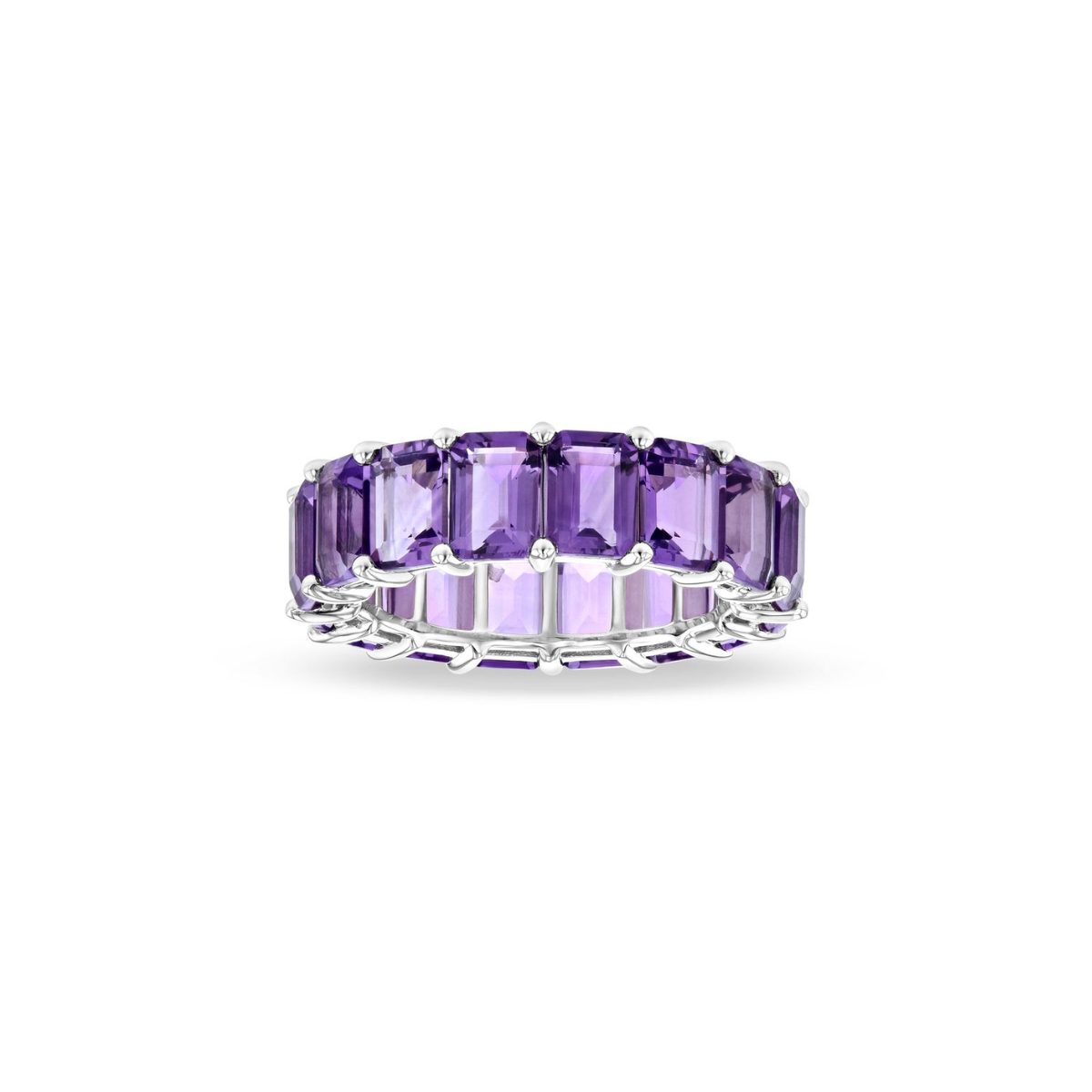 emerald cut eternity band purple gold