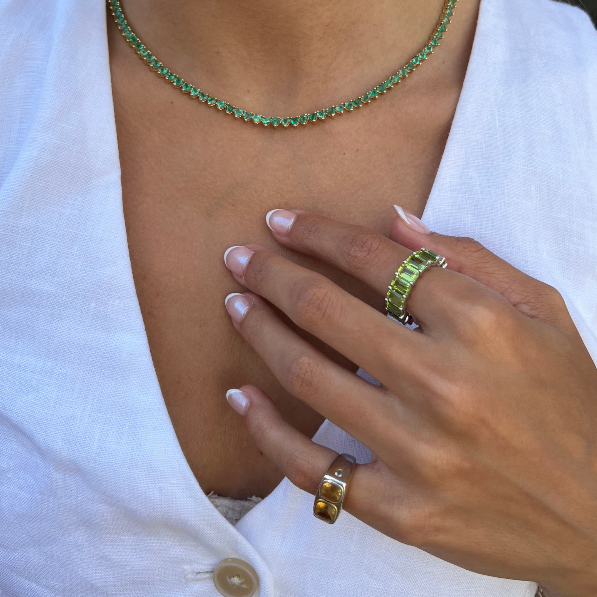 Emerald Cut Gemstone Eternity Band