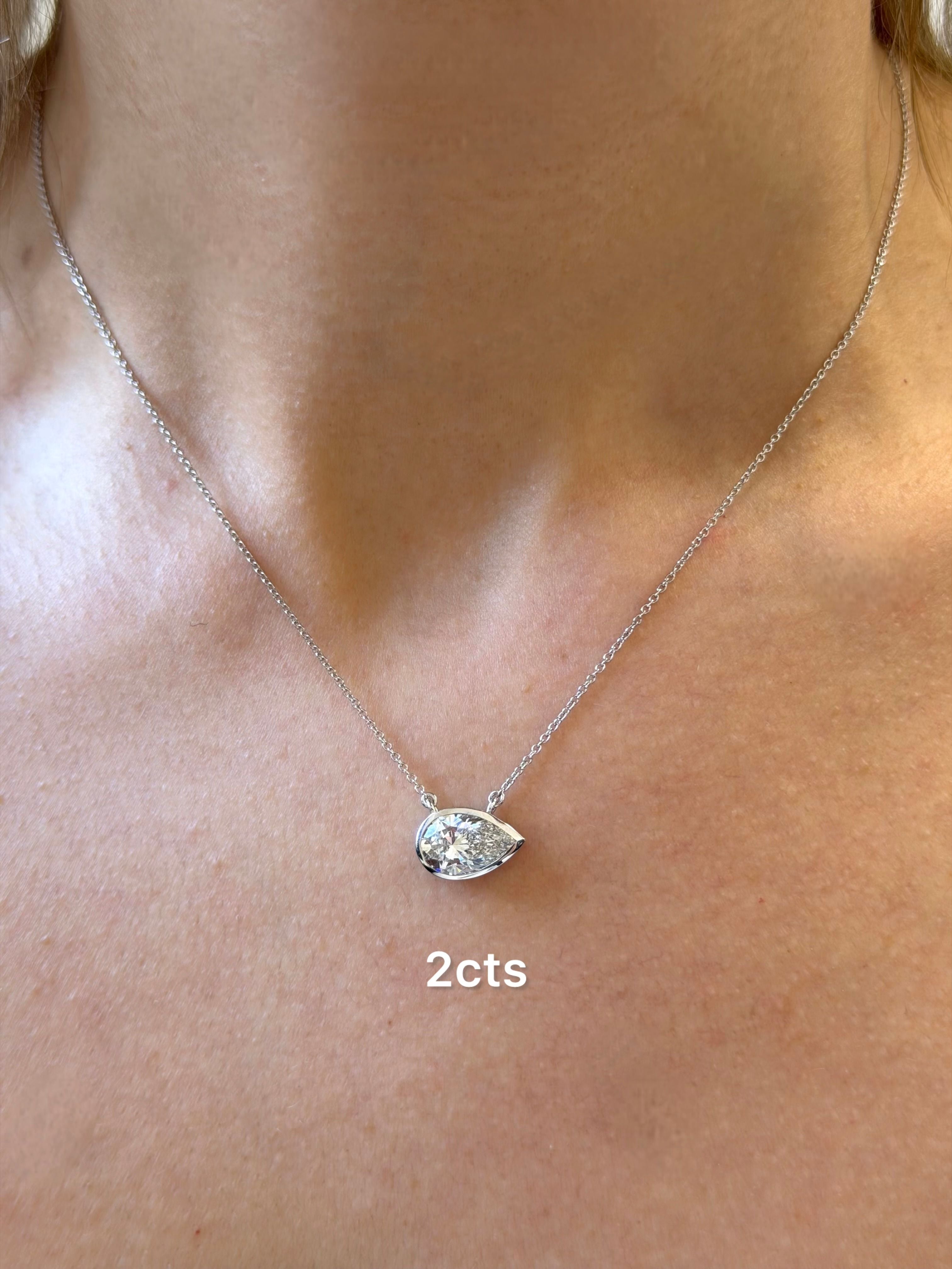 Lab Grown Pear Diamond Bezel Pendant