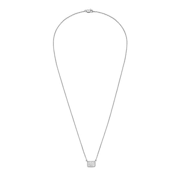 Radiant cut lab diamond bezel pendant in 14K gold