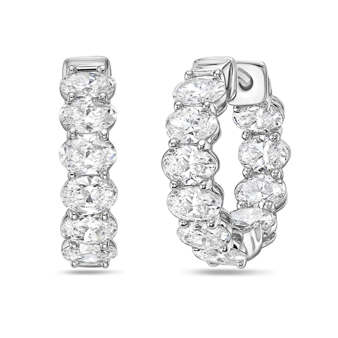 Real oval diamond huggie