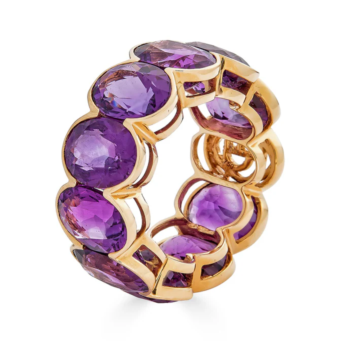 Rose gold oval cut amethyst eternity band