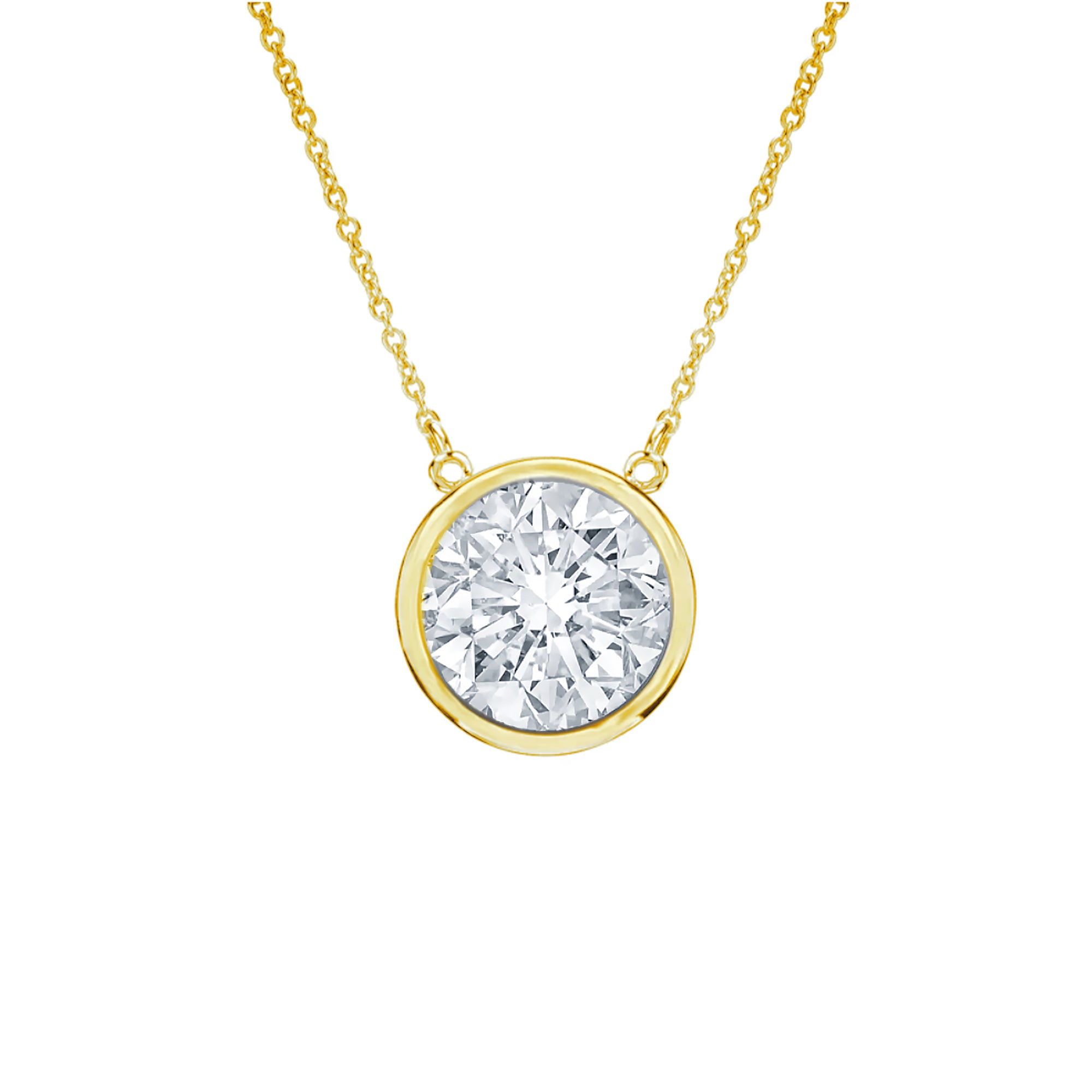 Round Diamond Bezel Pendant yellow gold