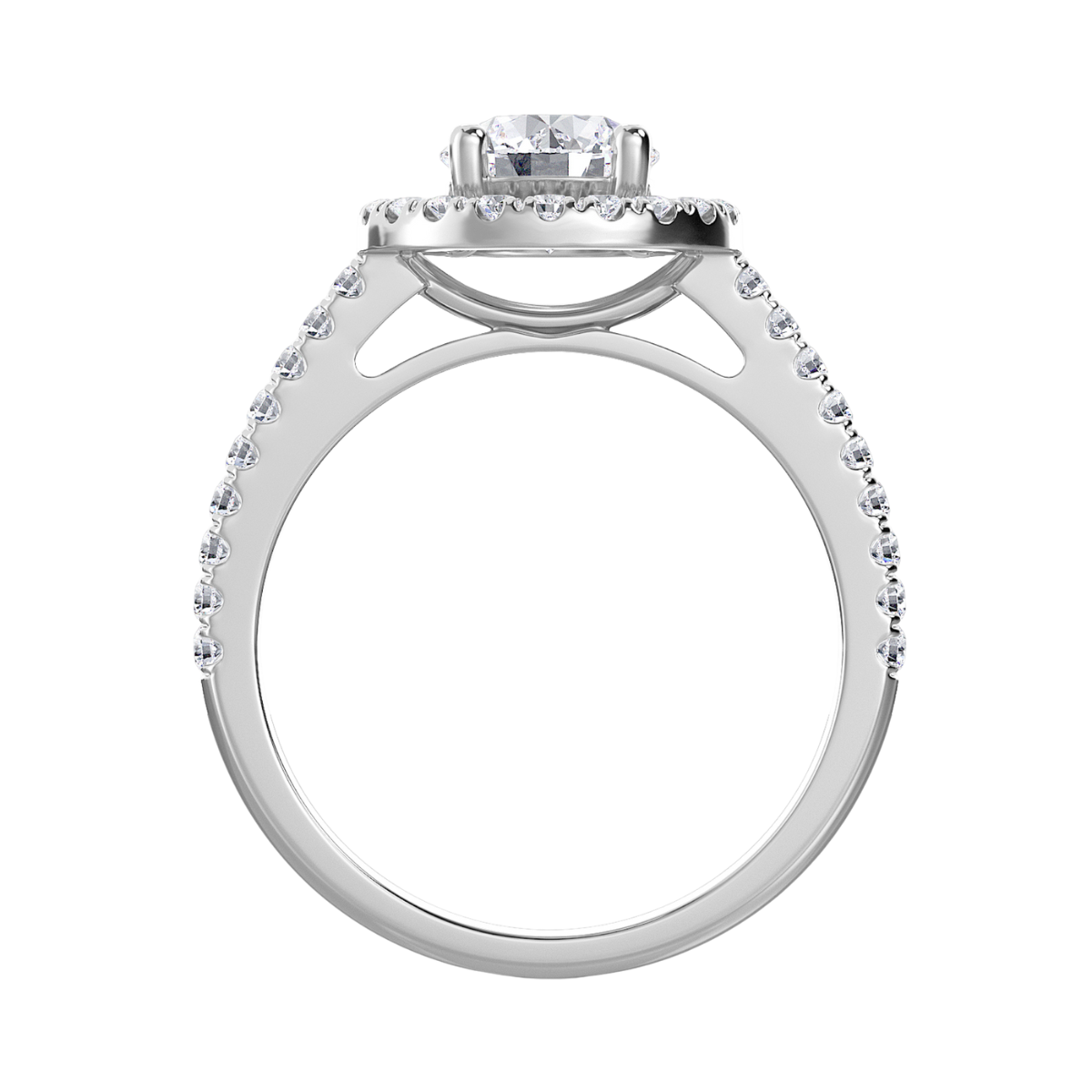 Round Diamond Halo Pave Engagement Ring