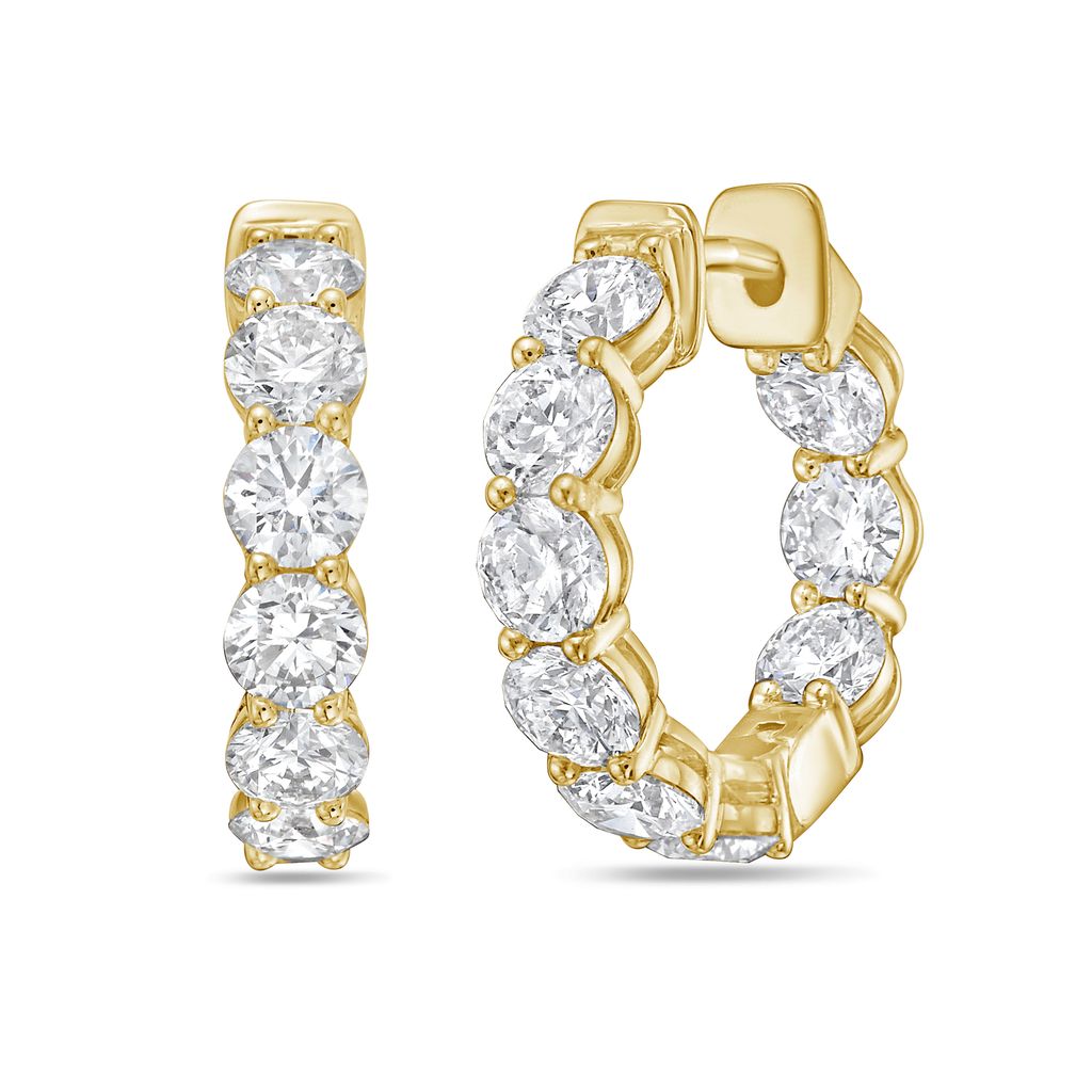 Round Diamond Hoop Earrings gold
