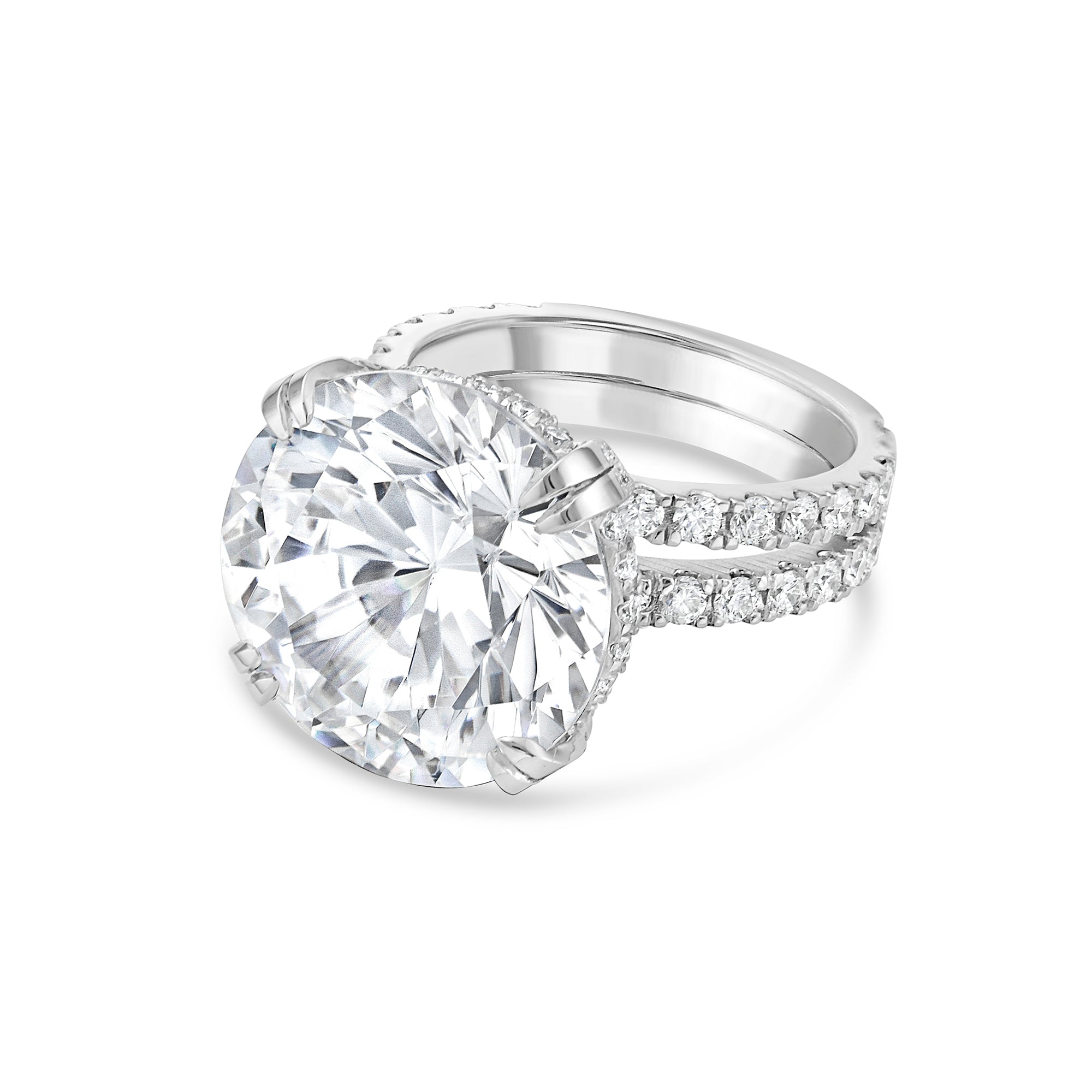 Round Diamond Split Shank Engagement Ring