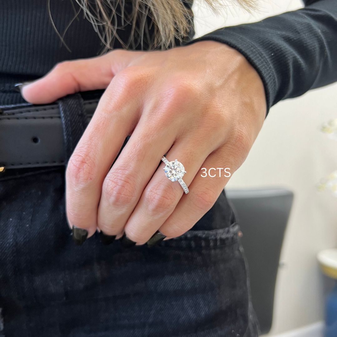 Round Pave Diamond Engagement Ring