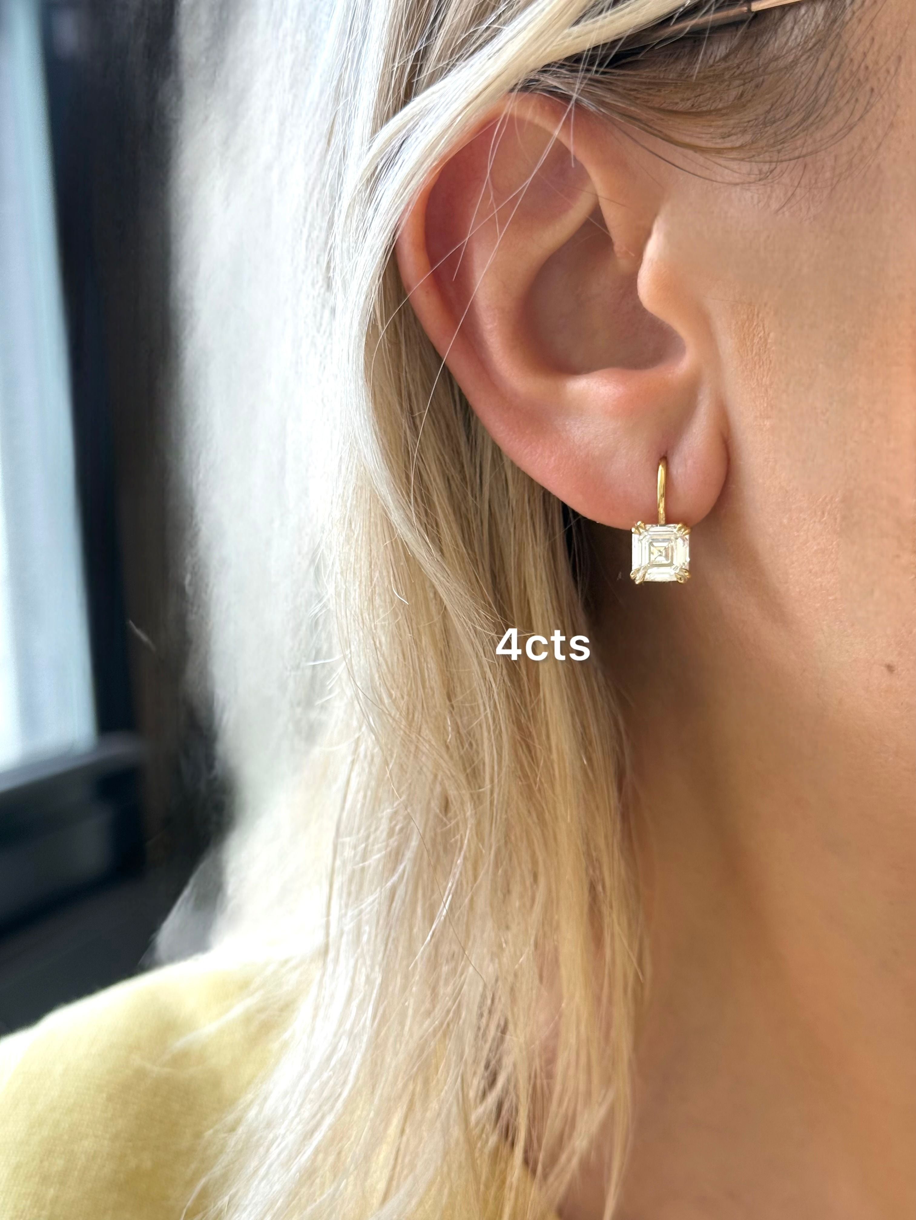 Lab Grown Asscher Cut Diamond Drops Earring