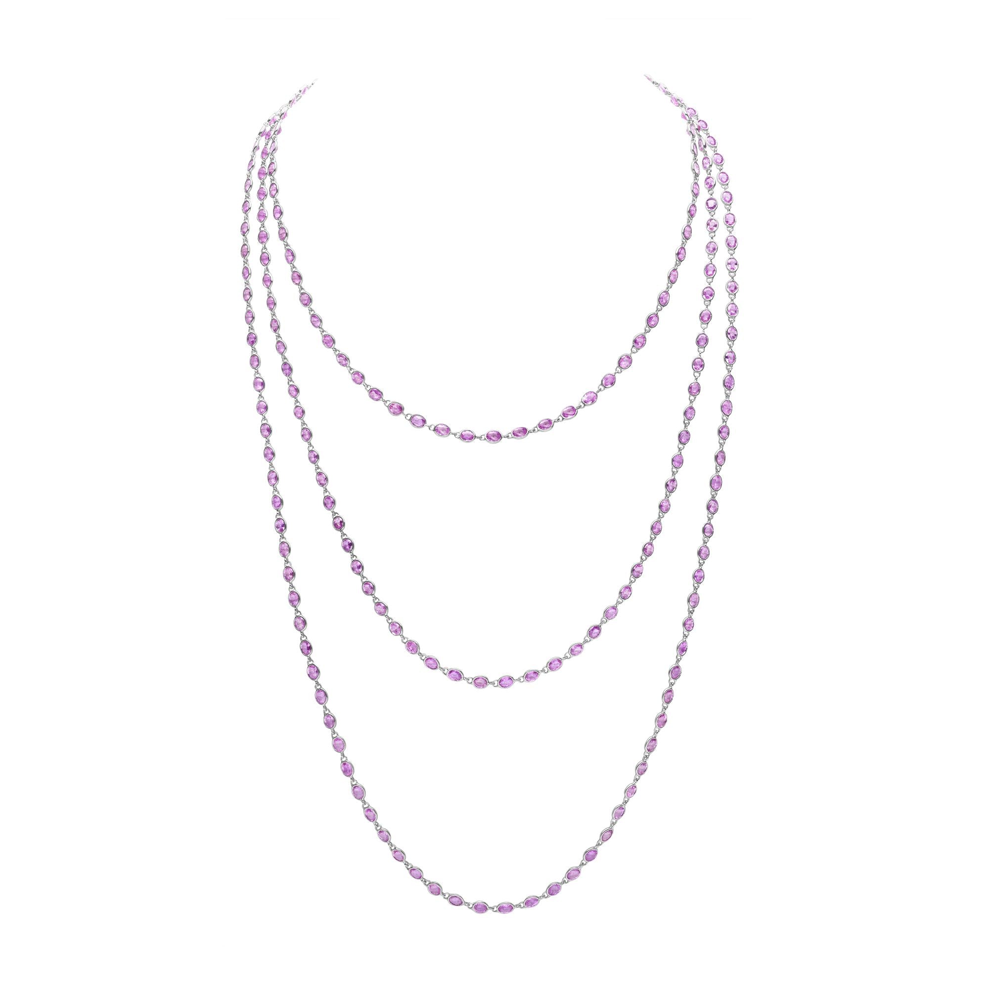 Oval Pink Sapphire Necklace