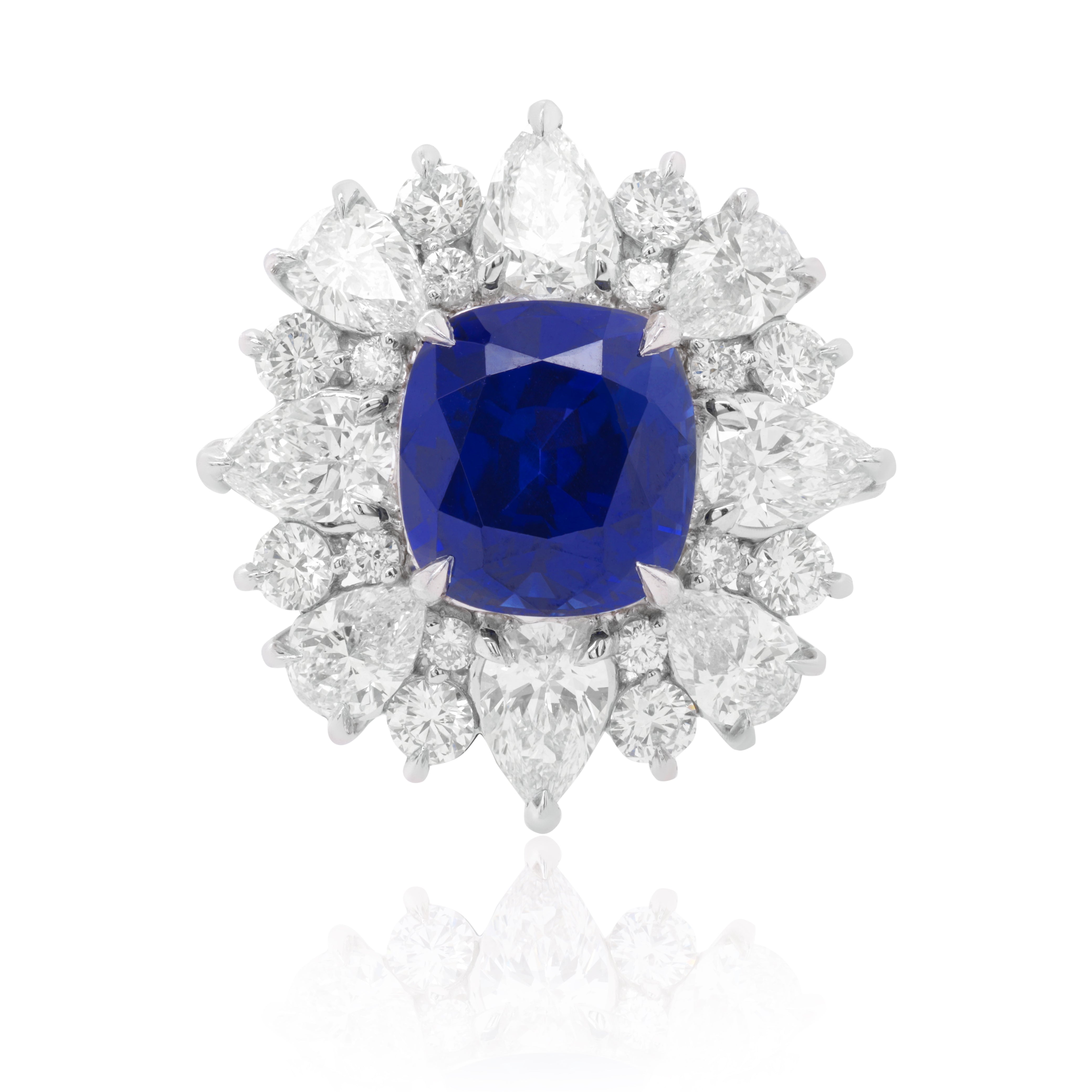 Sapphire Sun Burst Ring