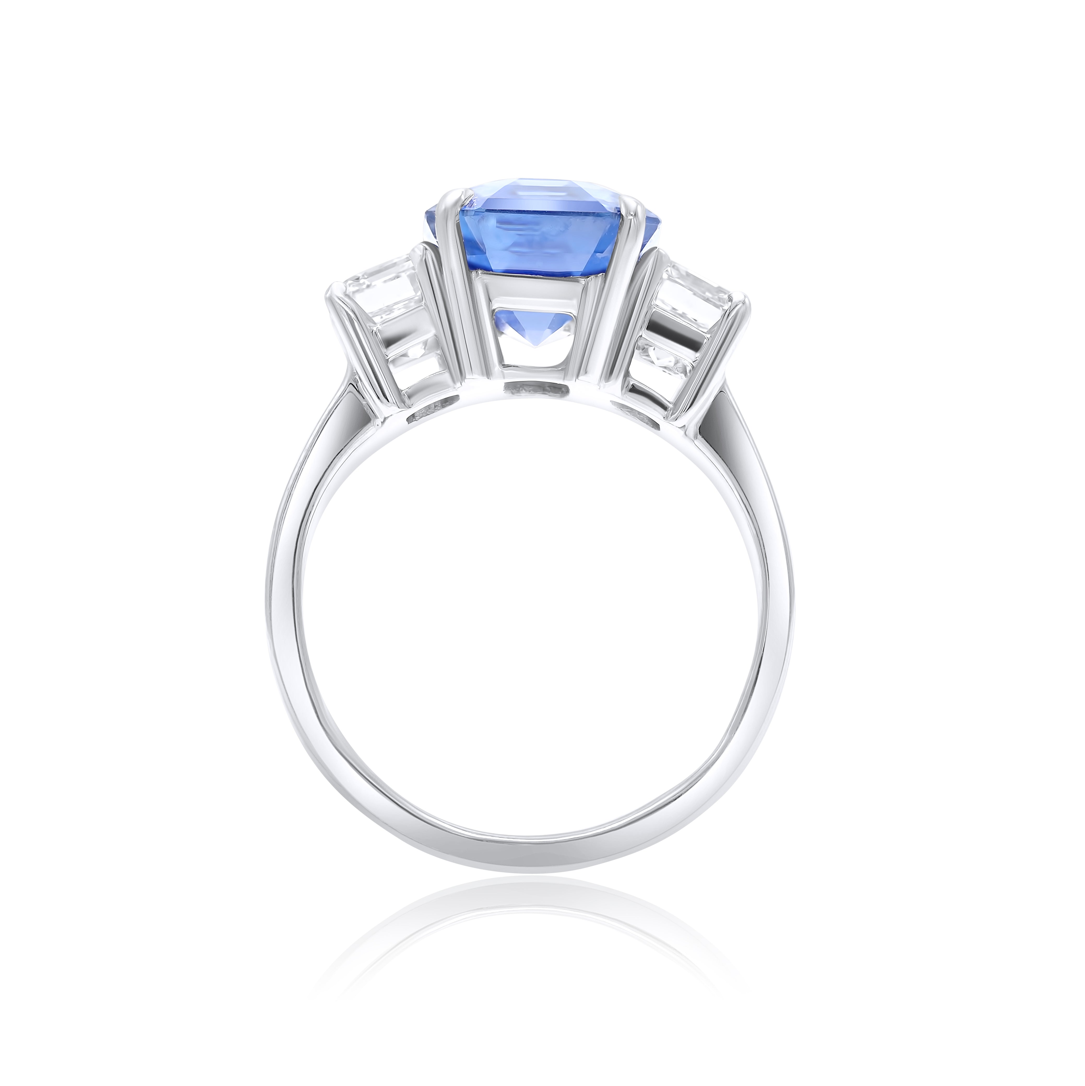 Three Stone Sapphire Diamond Ring