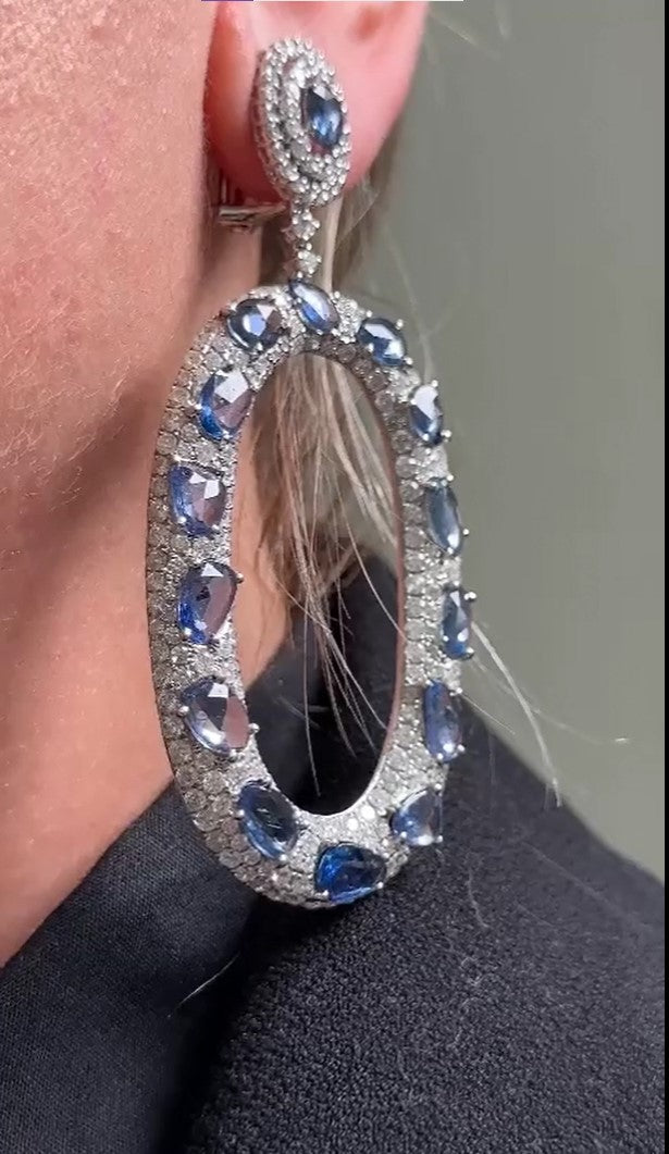 Rose Cut Sapphire Bagel Drop Earring